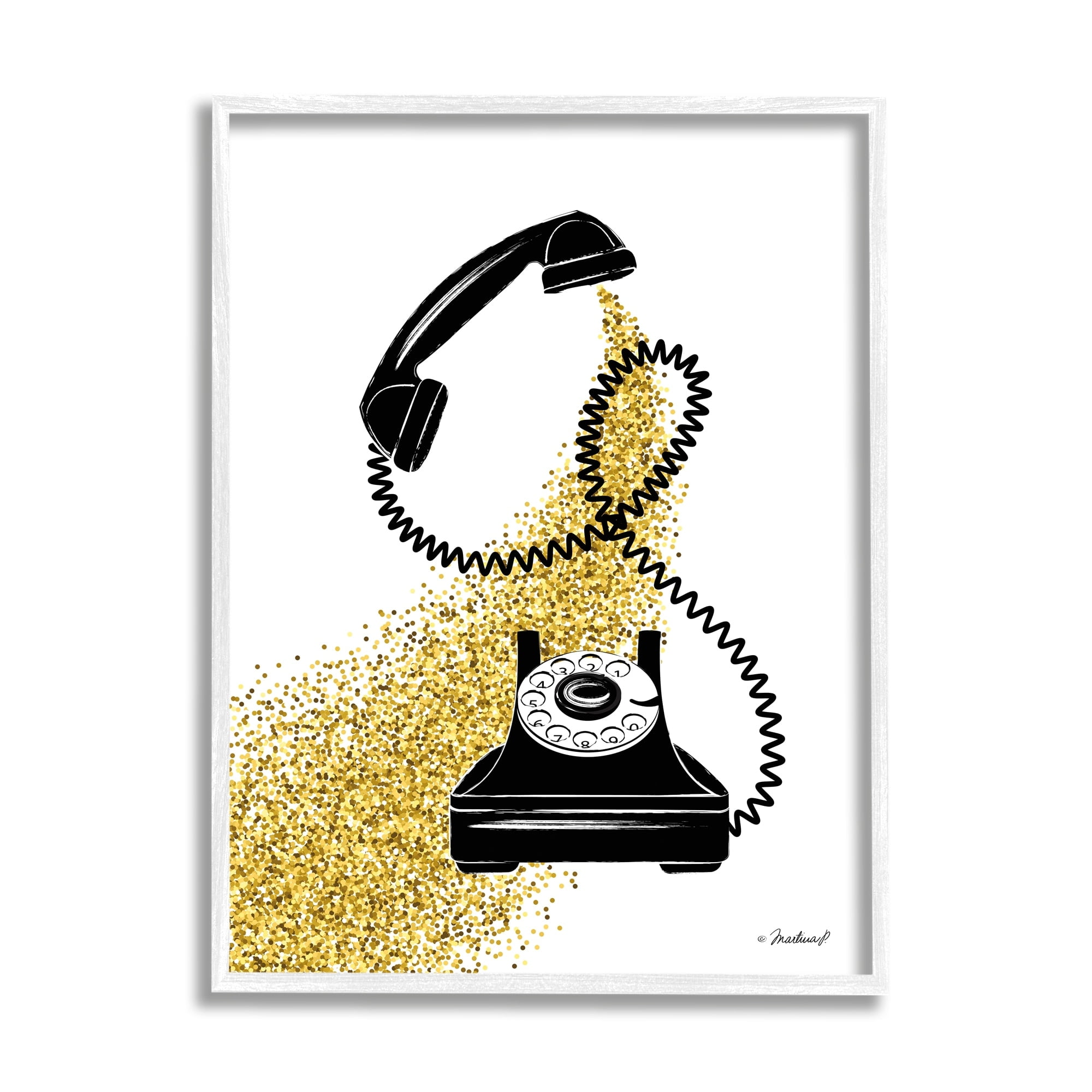Stupell Industries Vintage Glam Telephone Abstract Gold Glitz Splatter, 24 x 30,Design by Martina Pavlova