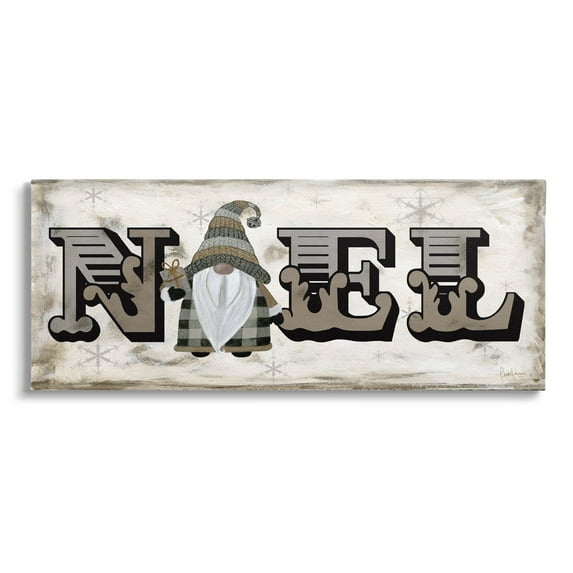 Stupell Industries Vintage Gnome Noel Phrase Graphic Art Gallery Wrapped Canvas Print Wall Art, Design by Livi Finn