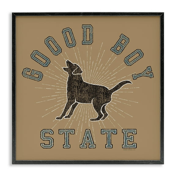 Stupell Industries Vintage Good Boy State Novelty & Humor Painting Black Framed Art Print Wall Art, 12 x 12