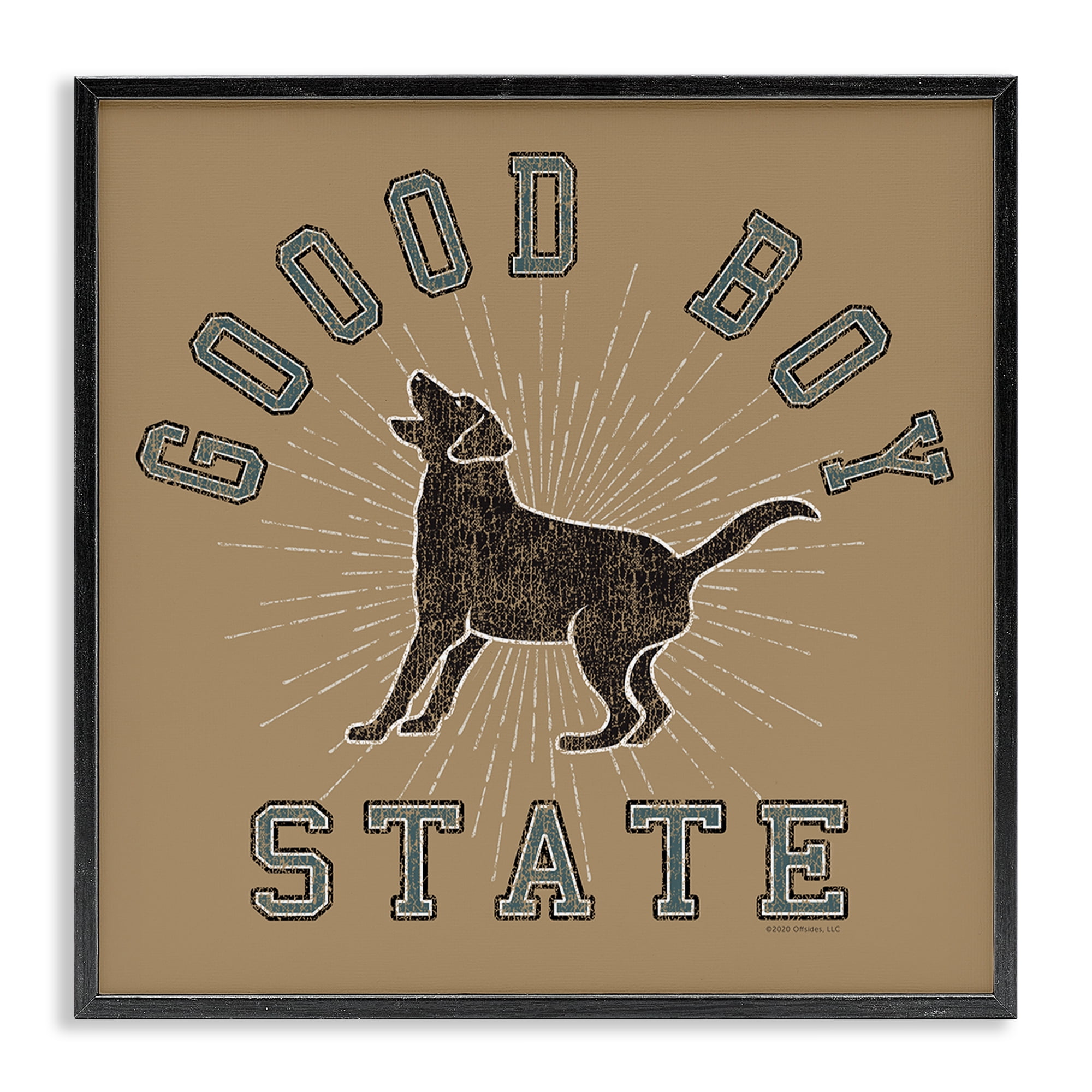 Stupell Industries Vintage Good Boy State Novelty & Humor Painting Black Framed Art Print Wall Art, 17 x 17