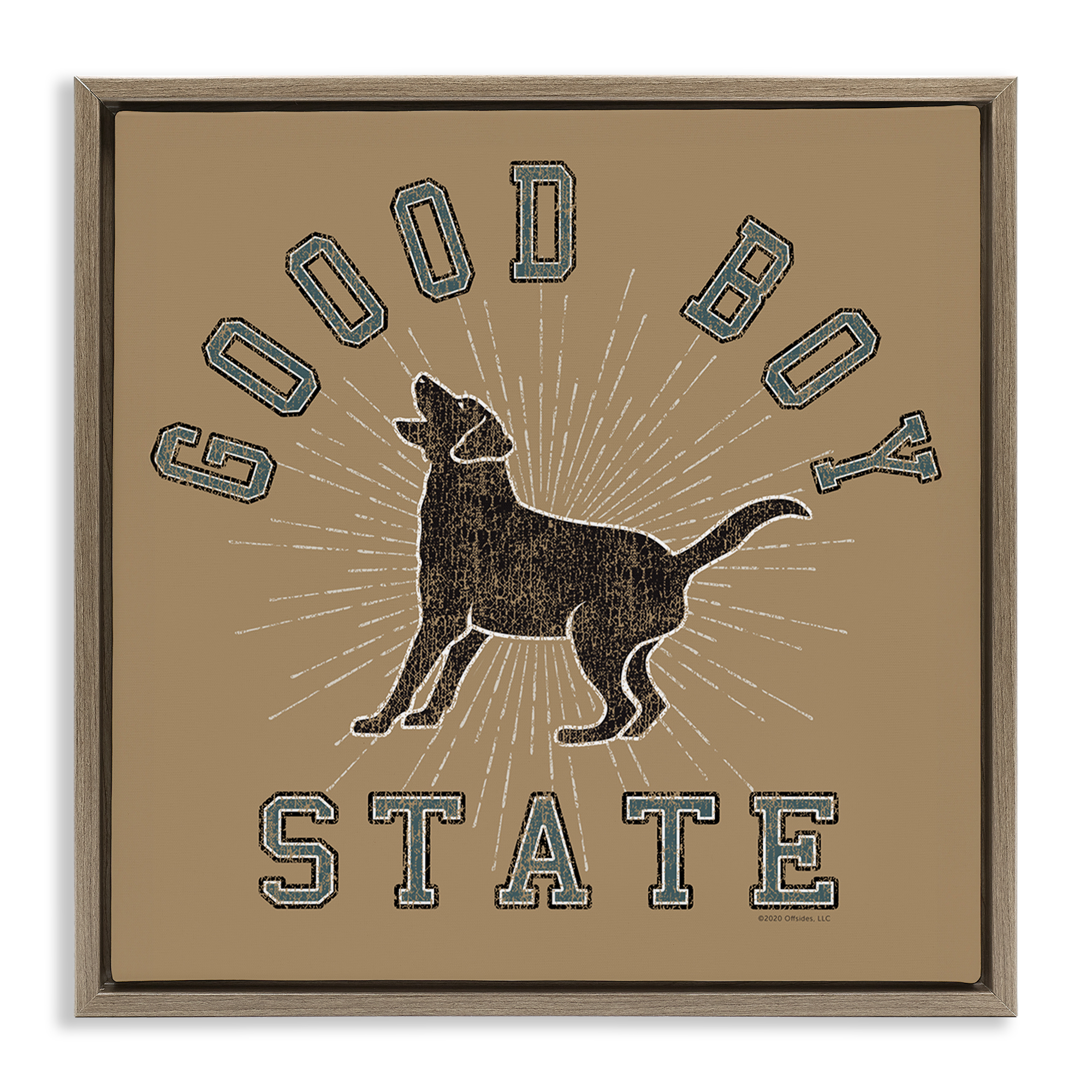 Stupell Industries Vintage Good Boy State Novelty & Humor Painting Brown Floater Framed Canvas Art Print Wall Art, 25 x 25