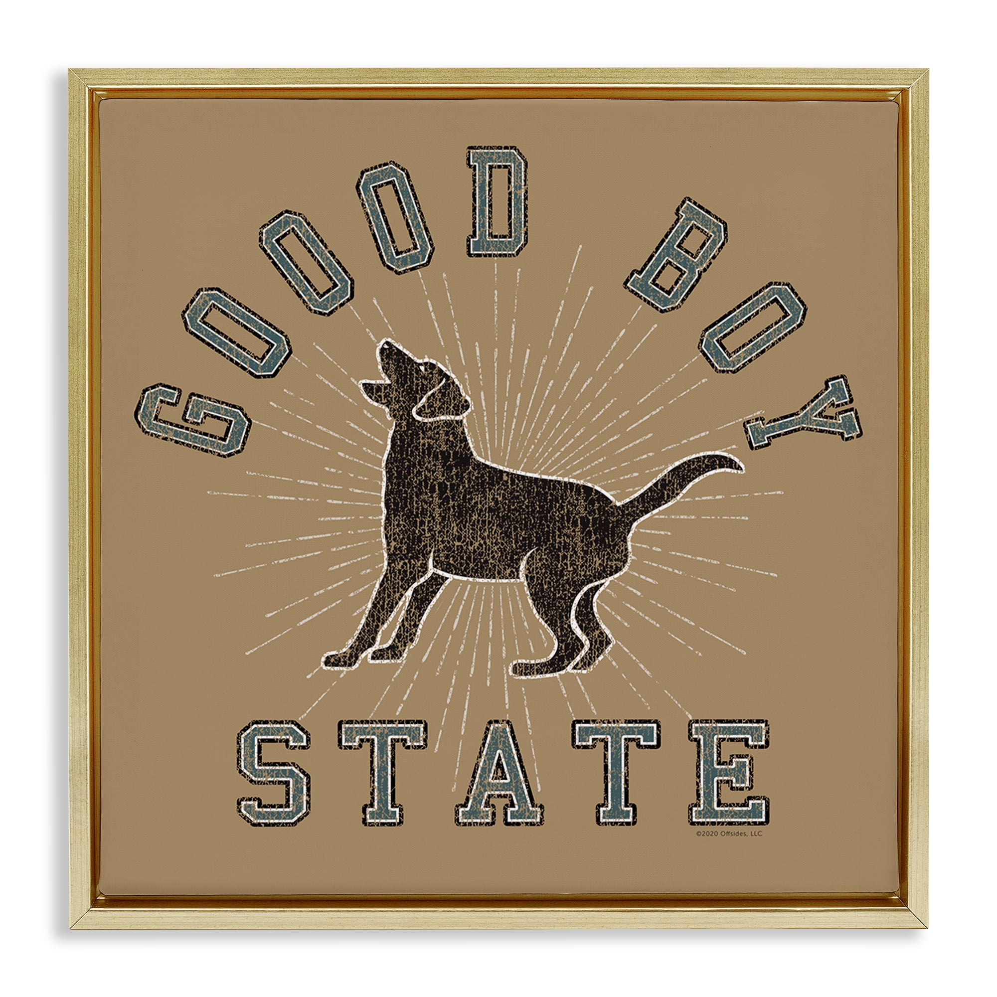 Stupell Industries Vintage Good Boy State Novelty & Humor Painting Gold Floater Framed Canvas Art Print Wall Art, 18 x 18