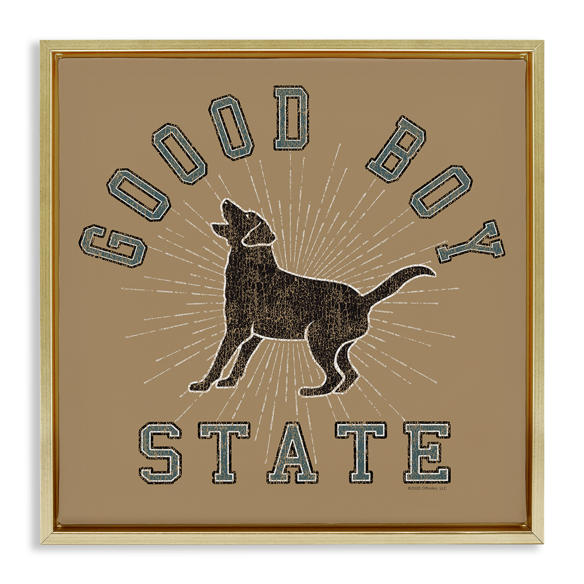 Stupell Industries Vintage Good Boy State Novelty & Humor Painting Gold Floater Framed Canvas Art Print Wall Art, 25 x 25