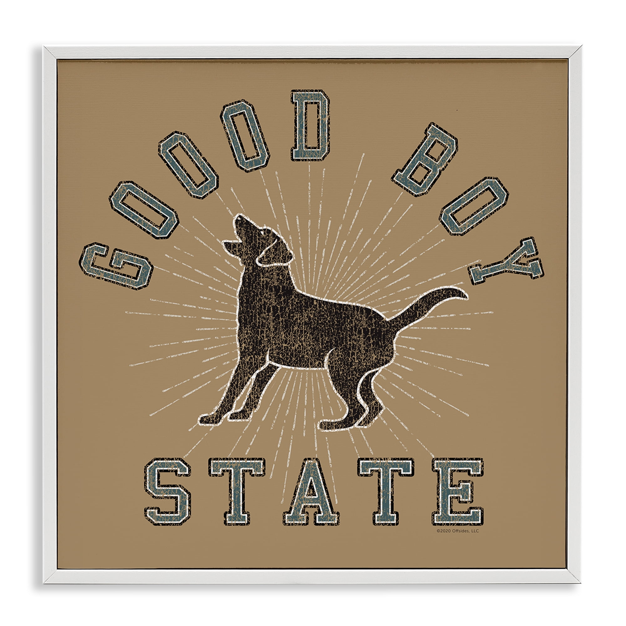 Stupell Industries Vintage Good Boy State Novelty & Humor Painting White Framed Art Print Wall Art, 12 x 12