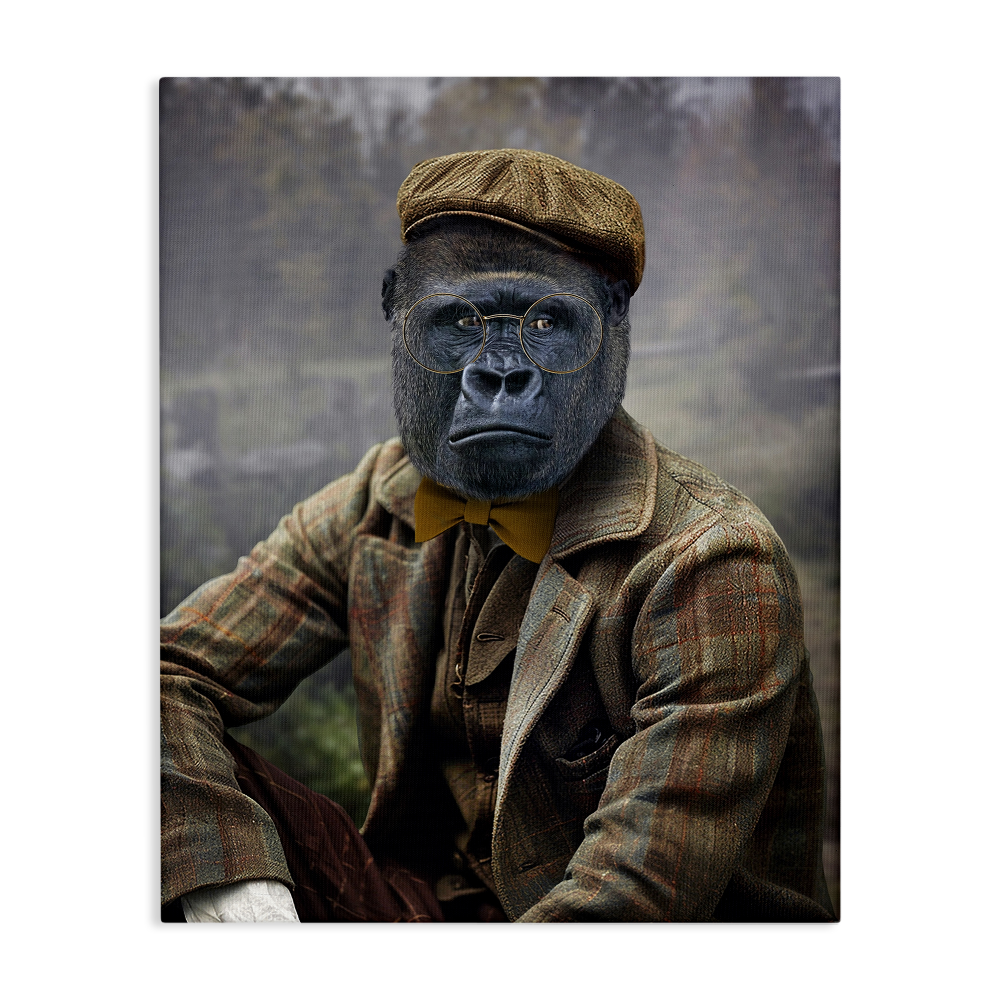 Stupell Industries Vintage Gorilla Portrait Animals & Insects Painting Gallery Wrapped Canvas Art Print Wall Art, 24 x 30