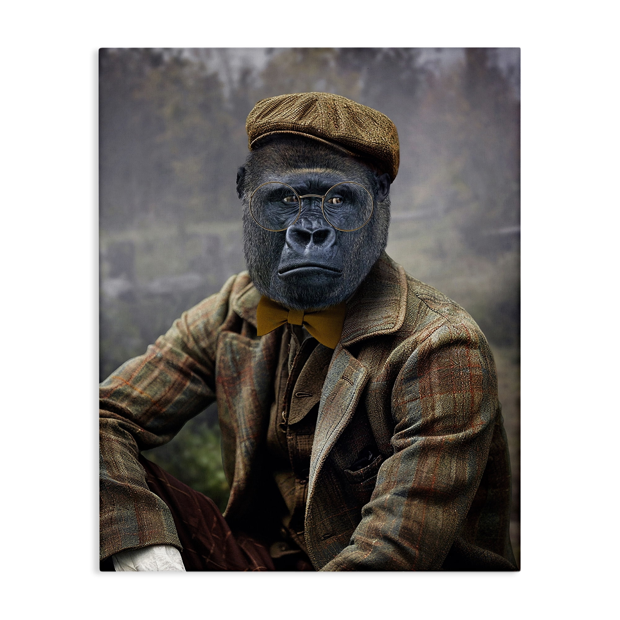 Stupell Industries Vintage Gorilla Portrait Animals & Insects Painting Gallery Wrapped Canvas Art Print Wall Art, 36 x 48