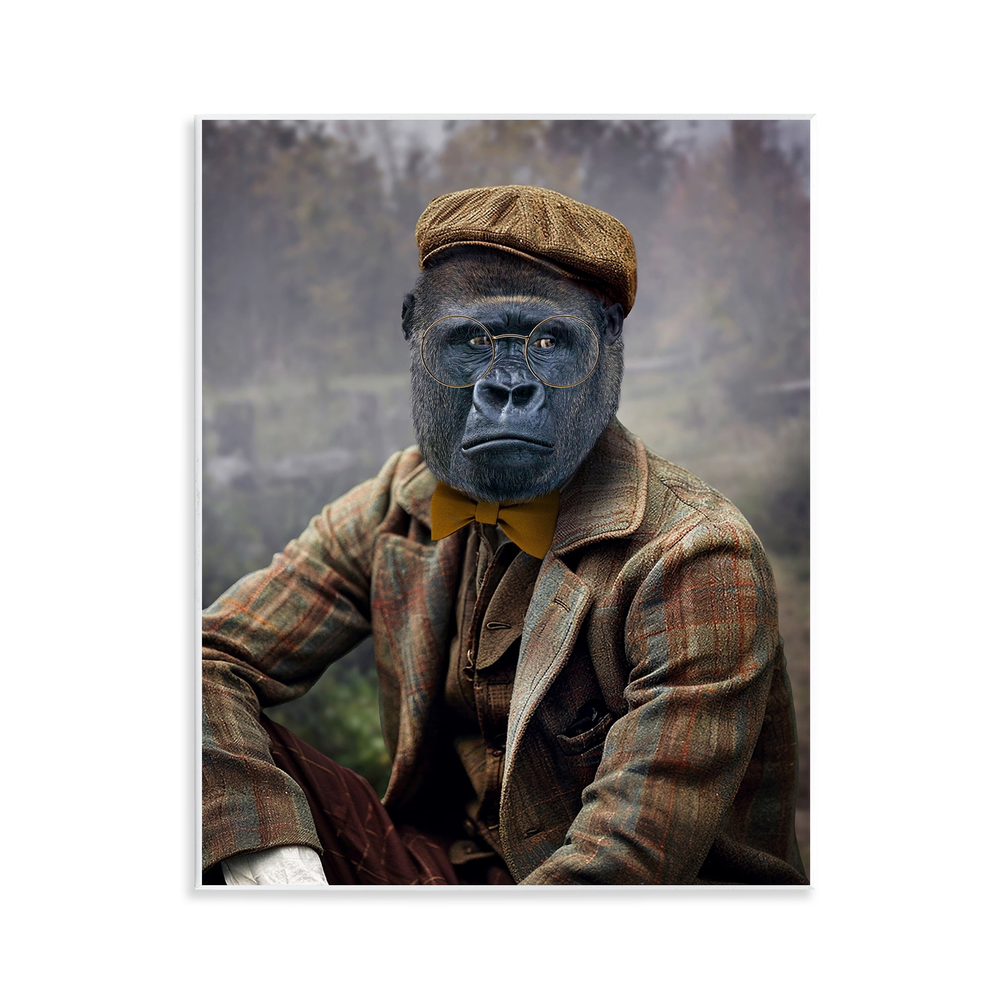 Stupell Industries Vintage Gorilla Portrait Animals & Insects Painting Unframed Art Print Wall Art, 11 x 14