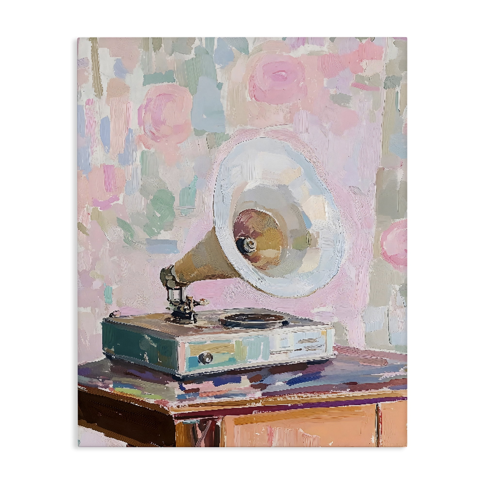 Stupell Industries Vintage Gramophone in Soft Pastels Canvas Wall Art, design by The Prints Vibe