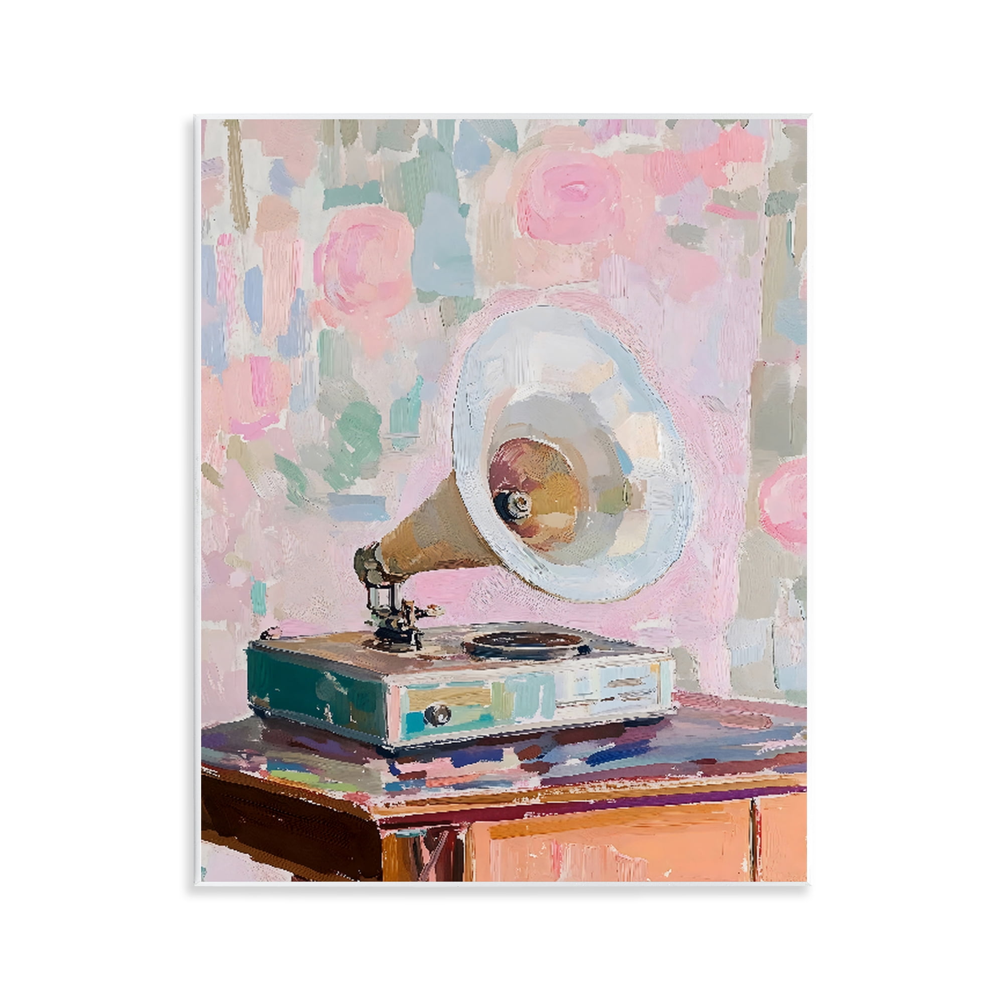 Stupell Industries Vintage Gramophone in Soft Pastels Wall Plaque Art, design by The Prints Vibe