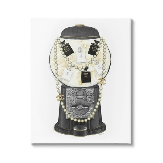 Stupell Industries Vintage Gumball Machine Designer Perfume Necklace Accessories Canvas Wall Art, 16 x 20, Design by Amanda Greenwood