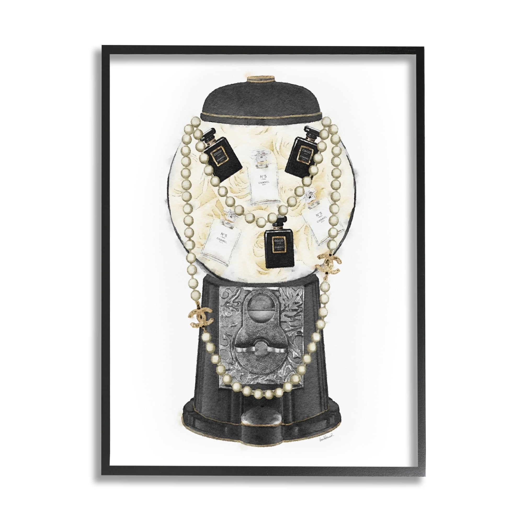 Stupell Industries Vintage Gumball Machine Designer Perfume Necklace Accessories Framed Wall Art, 11 x 14, Design by Amanda Greenwood