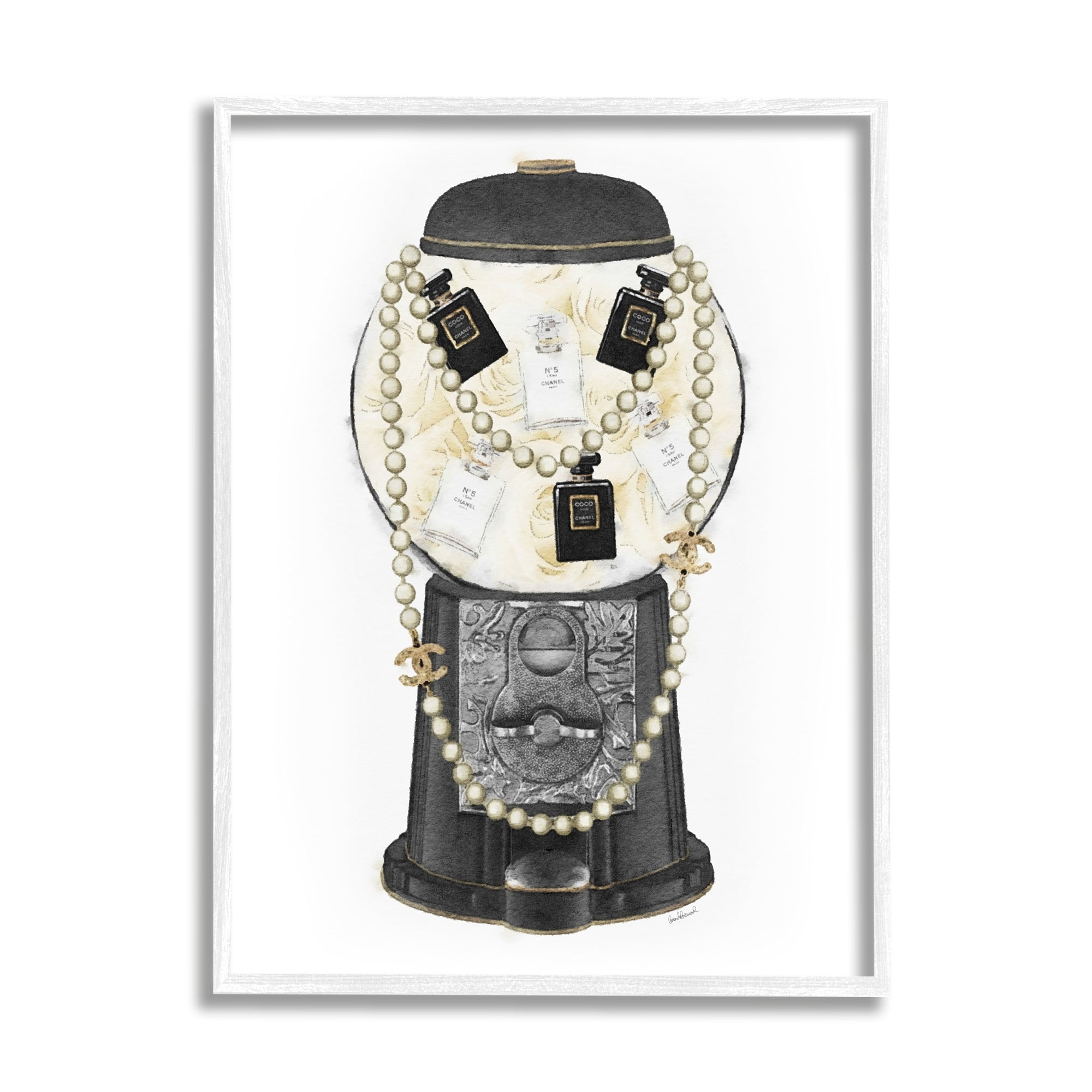 Stupell Industries Vintage Gumball Machine Designer Perfume Necklace Accessories Framed Wall Art, 24 x 30, Design by Amanda Greenwood