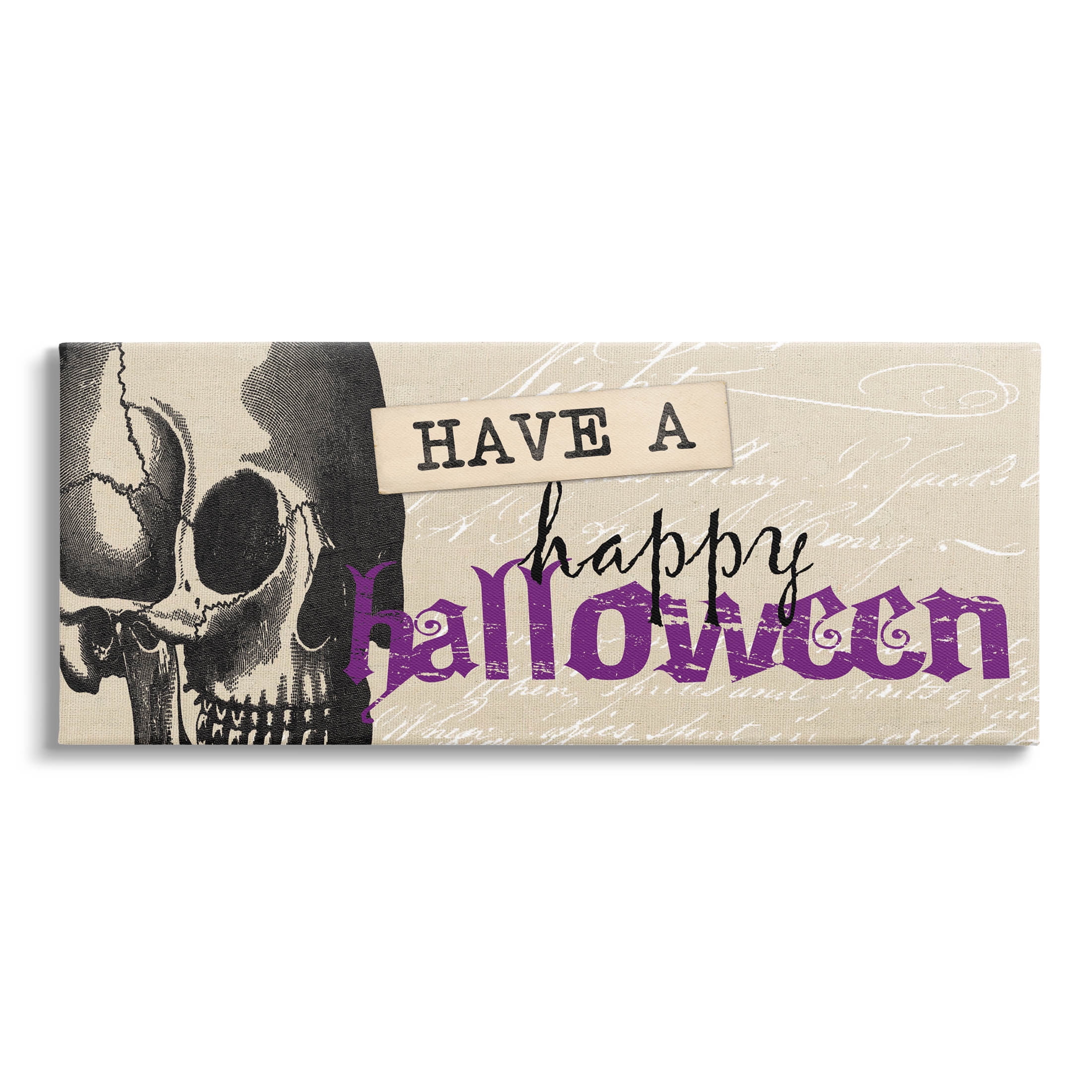 Stupell Industries Vintage Happy Halloween Skull Graphic Art Gallery Wrapped Canvas Print Wall Art, Design by Dogwood Portfolio