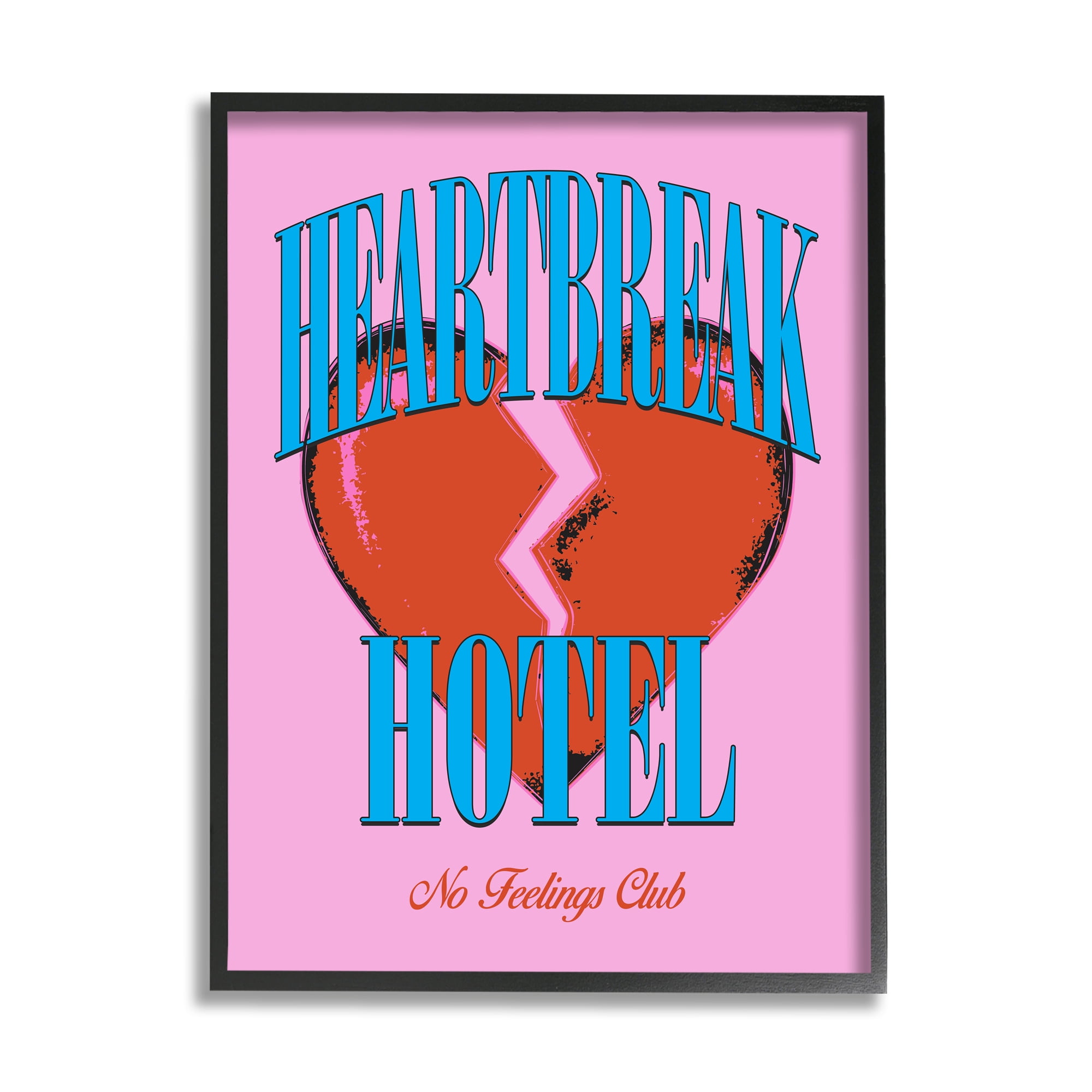 Stupell Industries Vintage Heartbreak Hotel Typography Painting Black Framed Art Print Wall Art, 16 x 20