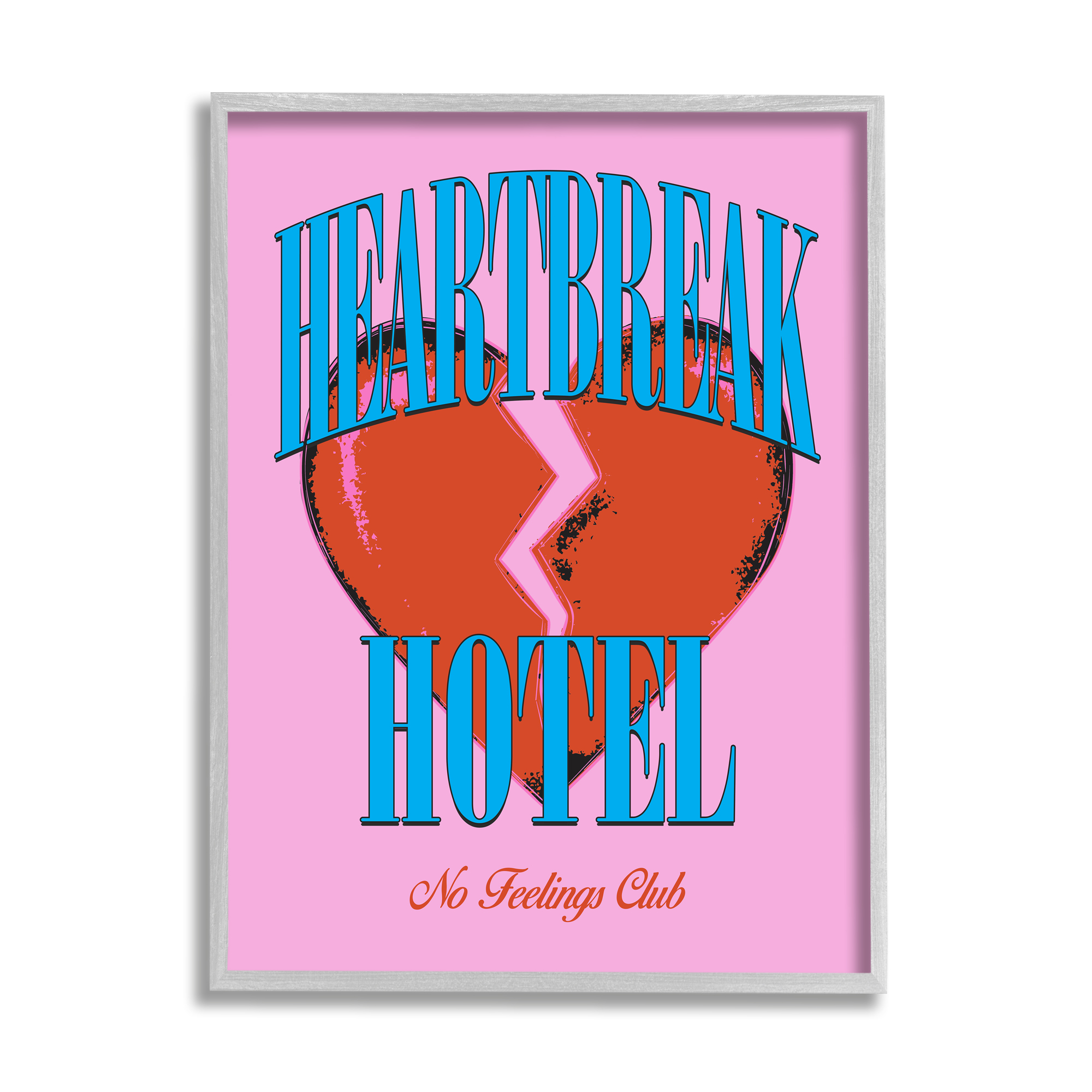 Stupell Industries Vintage Heartbreak Hotel Typography Painting Gray Framed Art Print Wall Art, 16 x 20