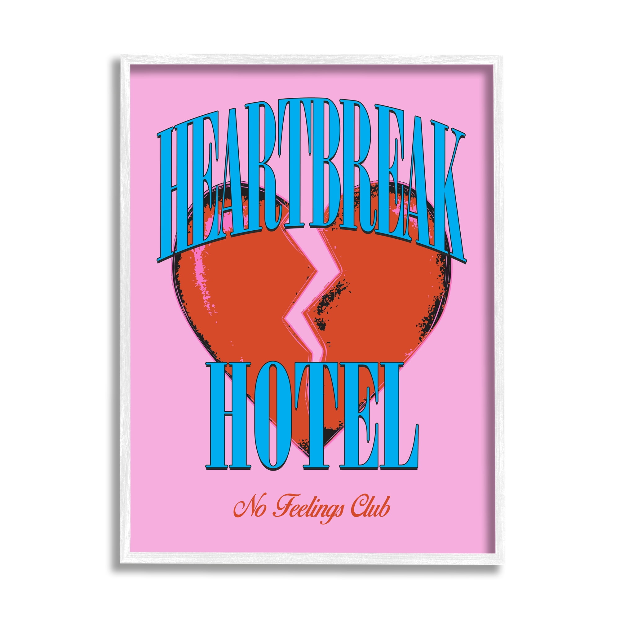 Stupell Industries Vintage Heartbreak Hotel Typography Painting White Framed Art Print Wall Art, 24 x 30