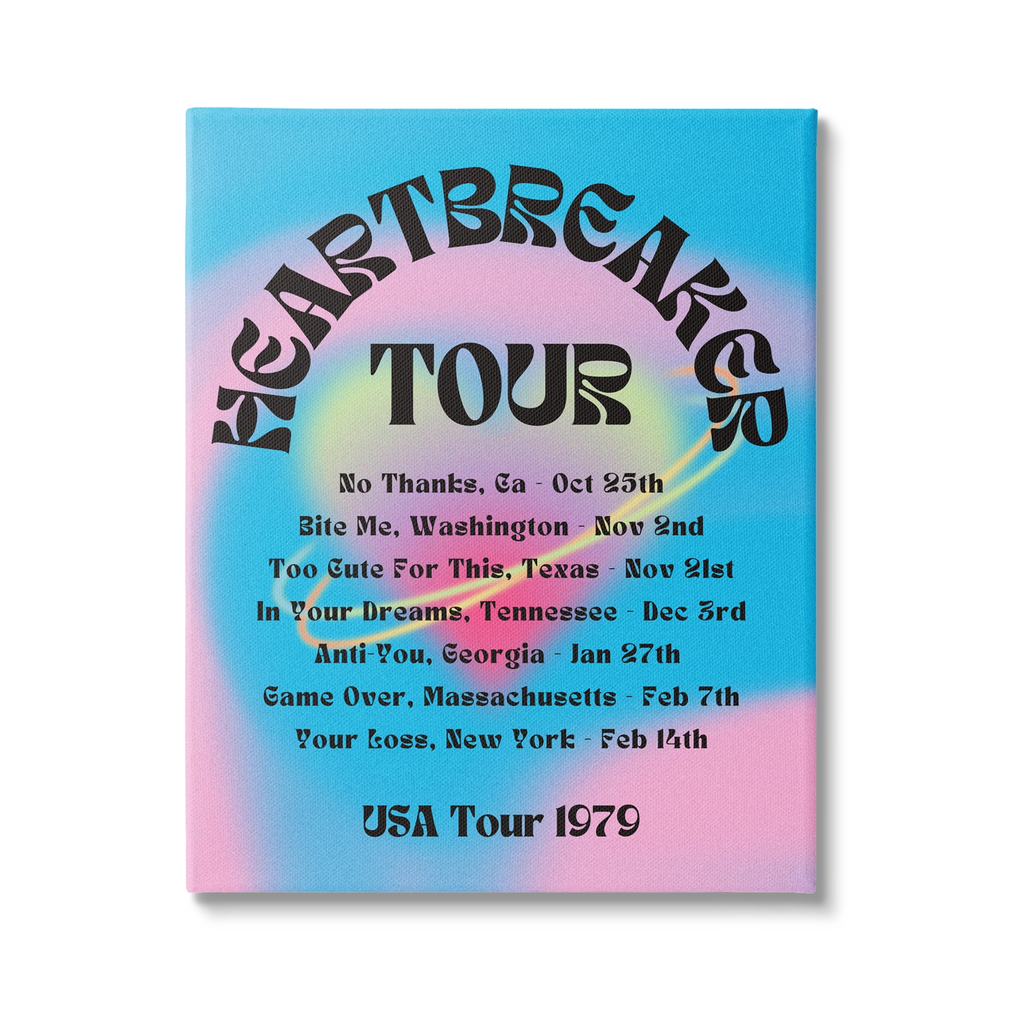 Stupell Industries Vintage Heartbreak Tour Typography Painting Gallery Wrapped Canvas Art Print Wall Art, 30 x 40