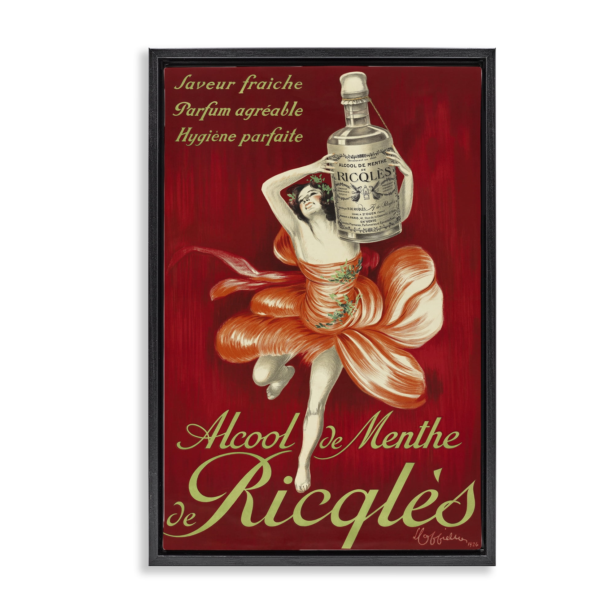 Stupell Industries Vintage Herbal Remedy Advertisement Black Framed Floater Canvas Wall Art, design by Leonetto Cappiello