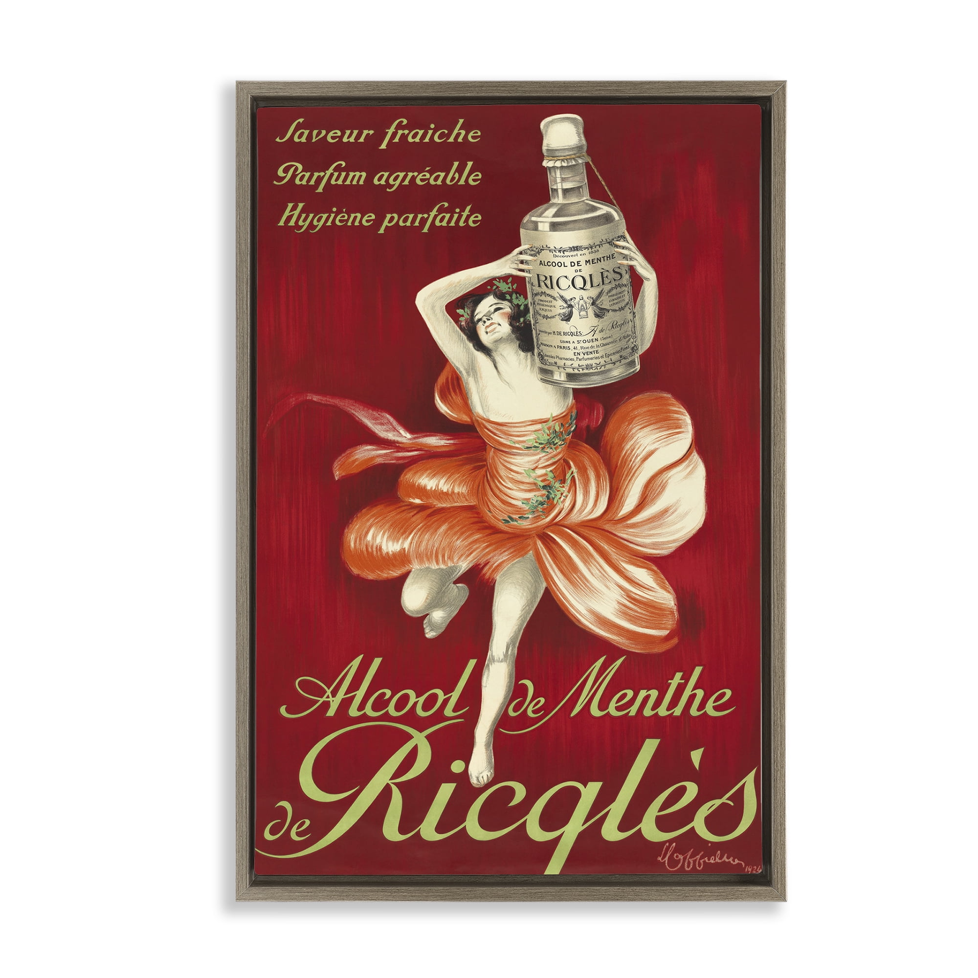 Stupell Industries Vintage Herbal Remedy Advertisement Brown Framed Floater Canvas Wall Art, design by Leonetto Cappiello