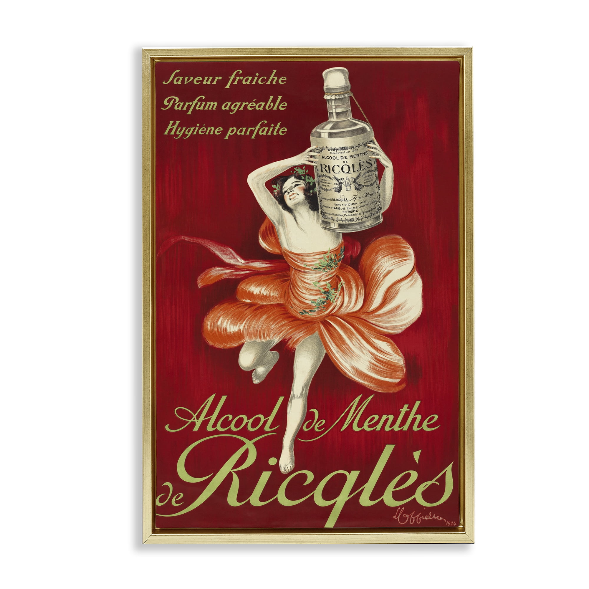 Stupell Industries Vintage Herbal Remedy Advertisement Gold Framed Floater Canvas Wall Art, design by Leonetto Cappiello