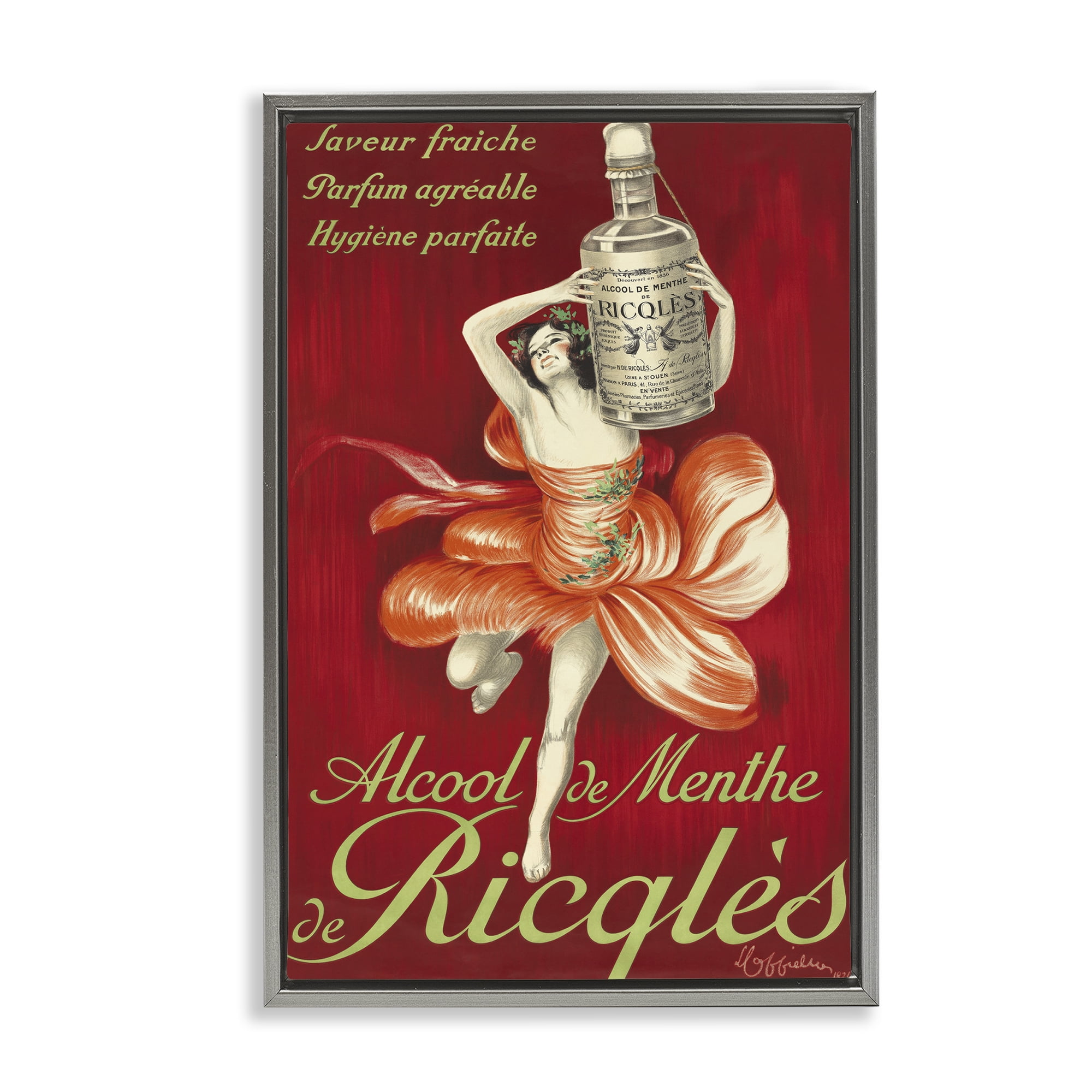 Stupell Industries Vintage Herbal Remedy Advertisement Gray Framed Floater Canvas Wall Art, design by Leonetto Cappiello