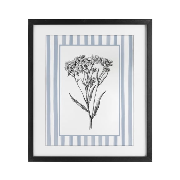 Stupell Industries Vintage Herbs Blue Striped Border Black Framed Print Under Glass design by Lettered and Lined, 21 x 17