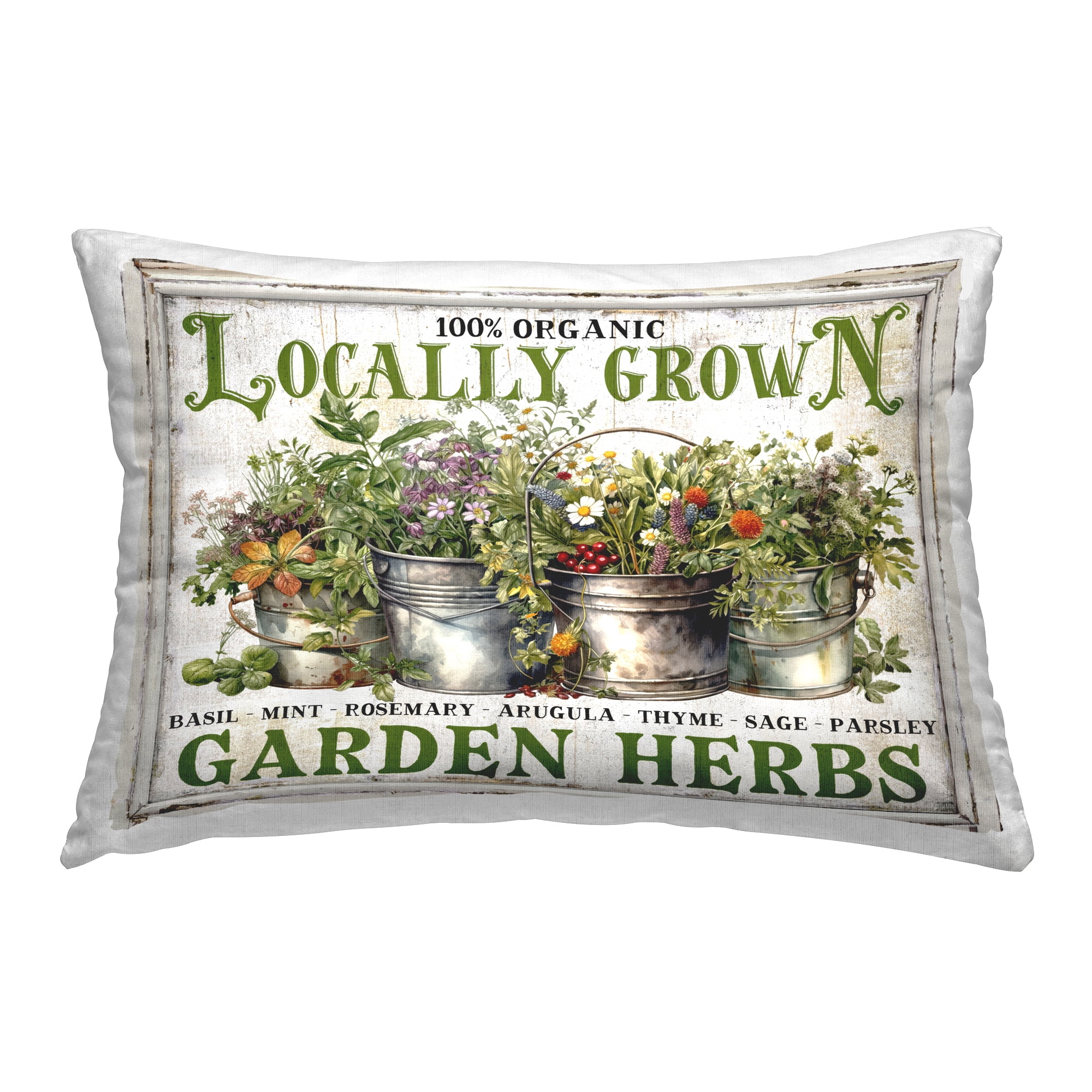 Stupell Industries Vintage Herbs in Buckets Decorative Printed Throw Pillow Design by Creatif Belle.