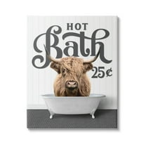 Stupell Industries Vintage Highland Cow Bath Animals & Insects Painting Gallery Wrapped Canvas Print Wall Art, 16 x 20