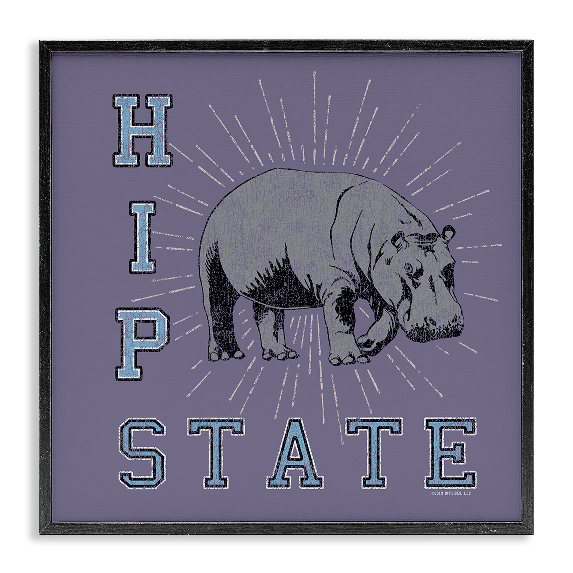 Stupell Industries Vintage Hippo State Novelty & Humor Painting Black Framed Art Print Wall Art, 24 x 24