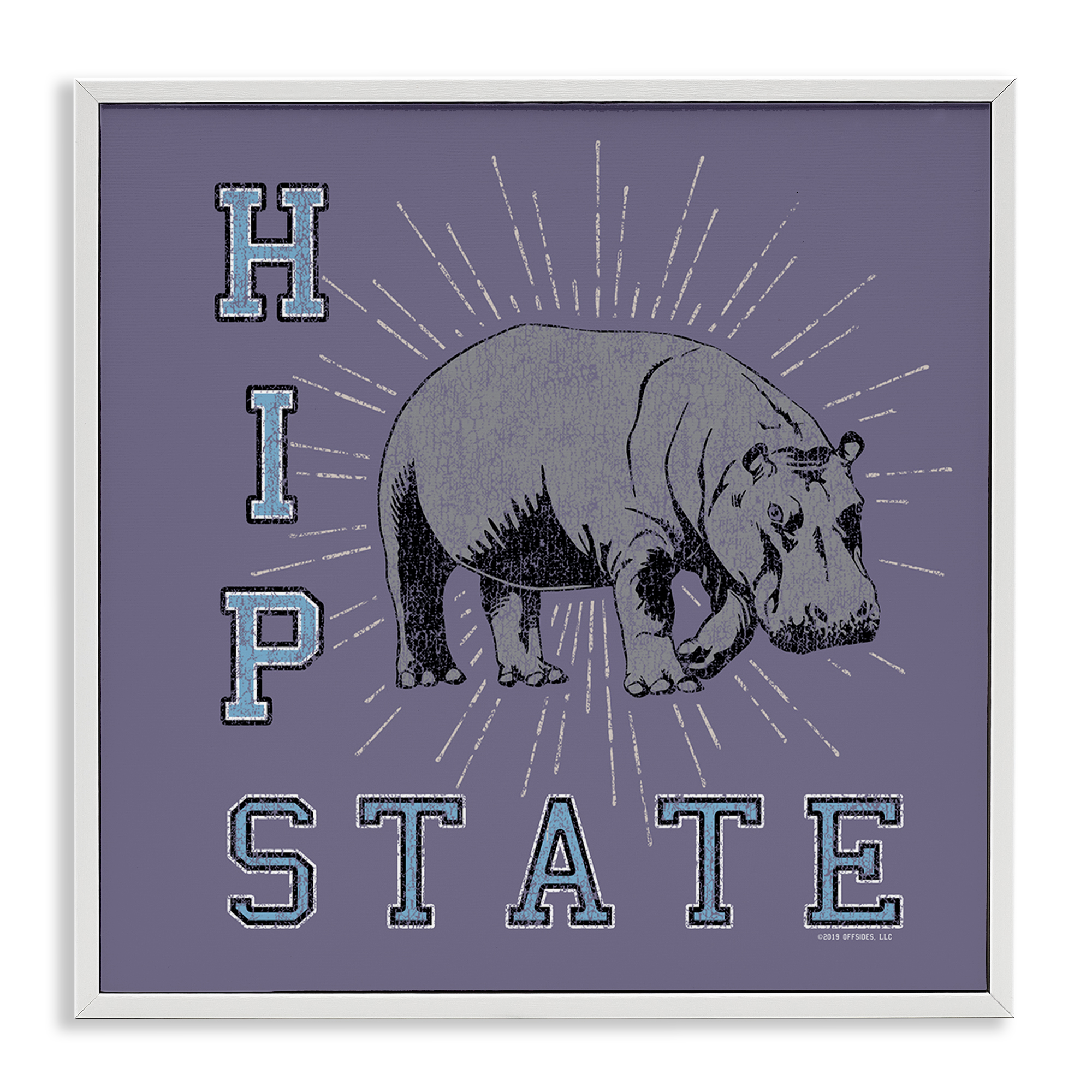 Stupell Industries Vintage Hippo State Novelty & Humor Painting White Framed Art Print Wall Art, 24 x 24