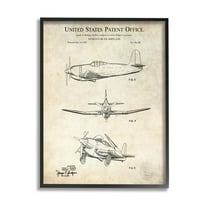 Stupell Industries Vintage Historic US Aircraft Graphic Art Black Framed Art Print Wall Art, Design by Karl Hronek