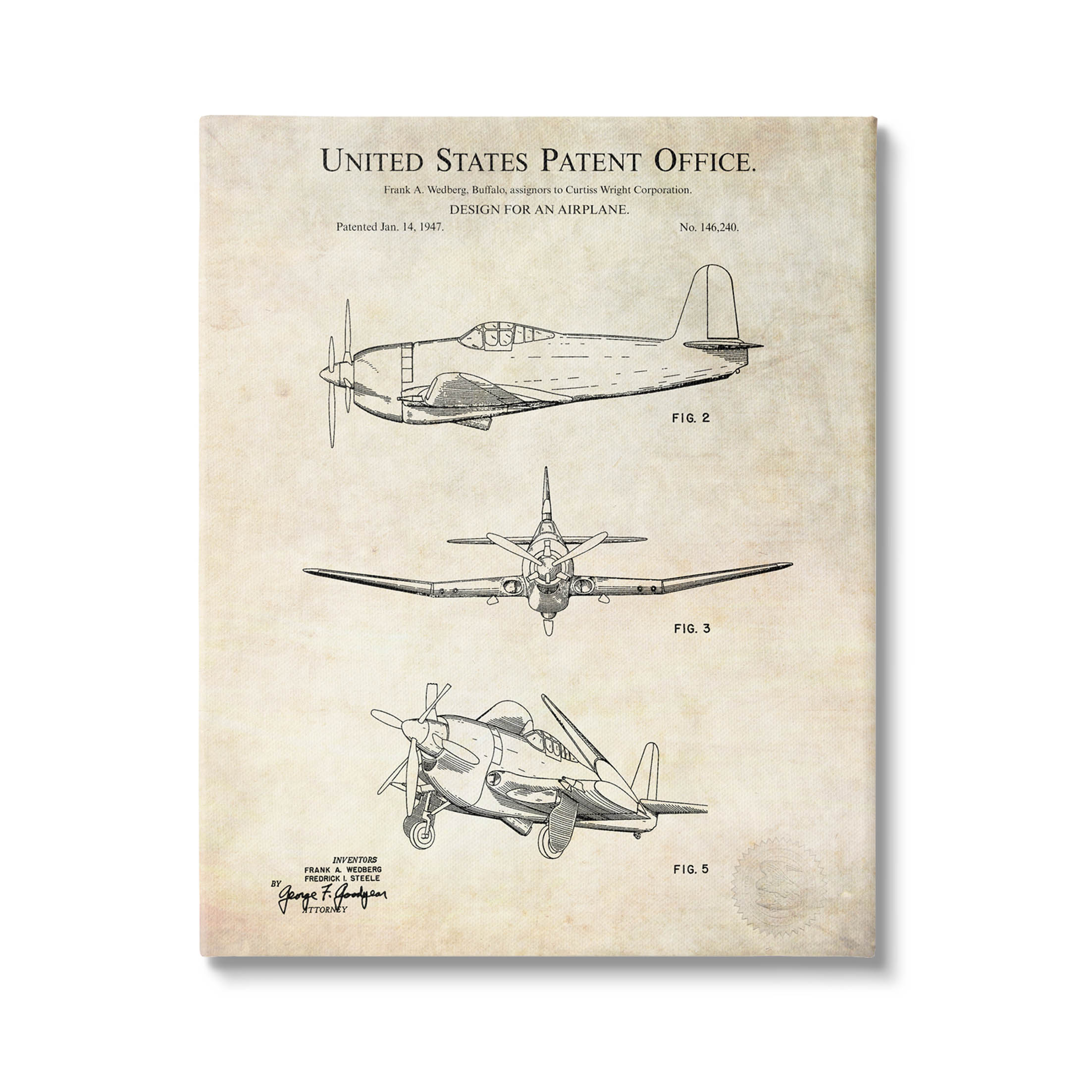 Stupell Industries Vintage Historic US Aircraft Graphic Art Gallery Wrapped Canvas Print Wall Art, Design by Karl Hronek
