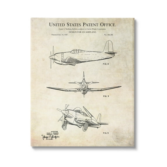 Stupell Industries Vintage Historic US Aircraft Graphic Art Gallery Wrapped Canvas Print Wall Art, Design by Karl Hronek