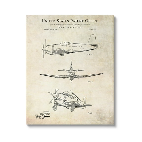Stupell Industries Vintage Historic US Aircraft Graphic Art Gallery Wrapped Canvas Print Wall Art, Design by Karl Hronek
