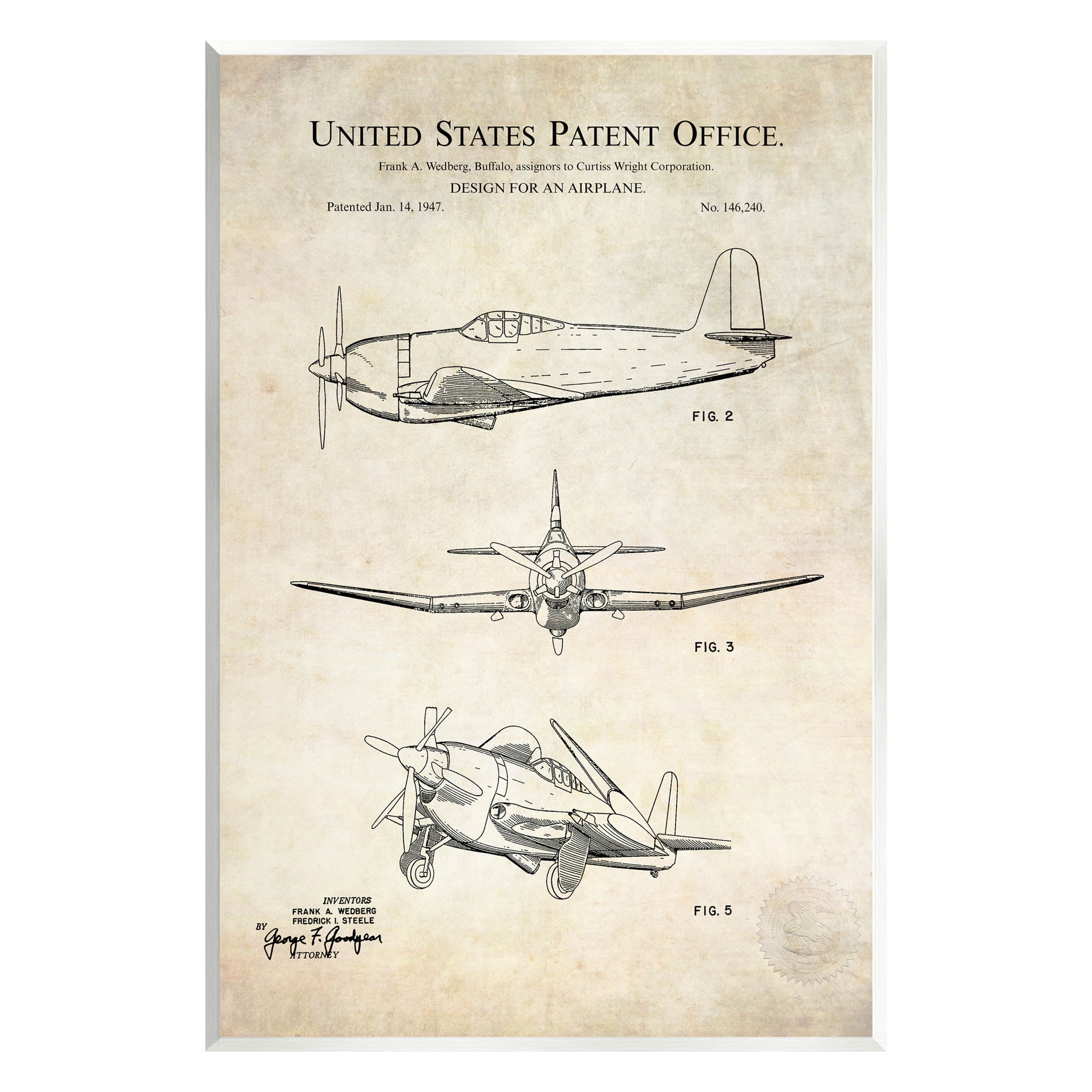 Stupell Industries Vintage Historic US Aircraft Graphic Art Unframed Art Print Wall Art, Design by Karl Hronek