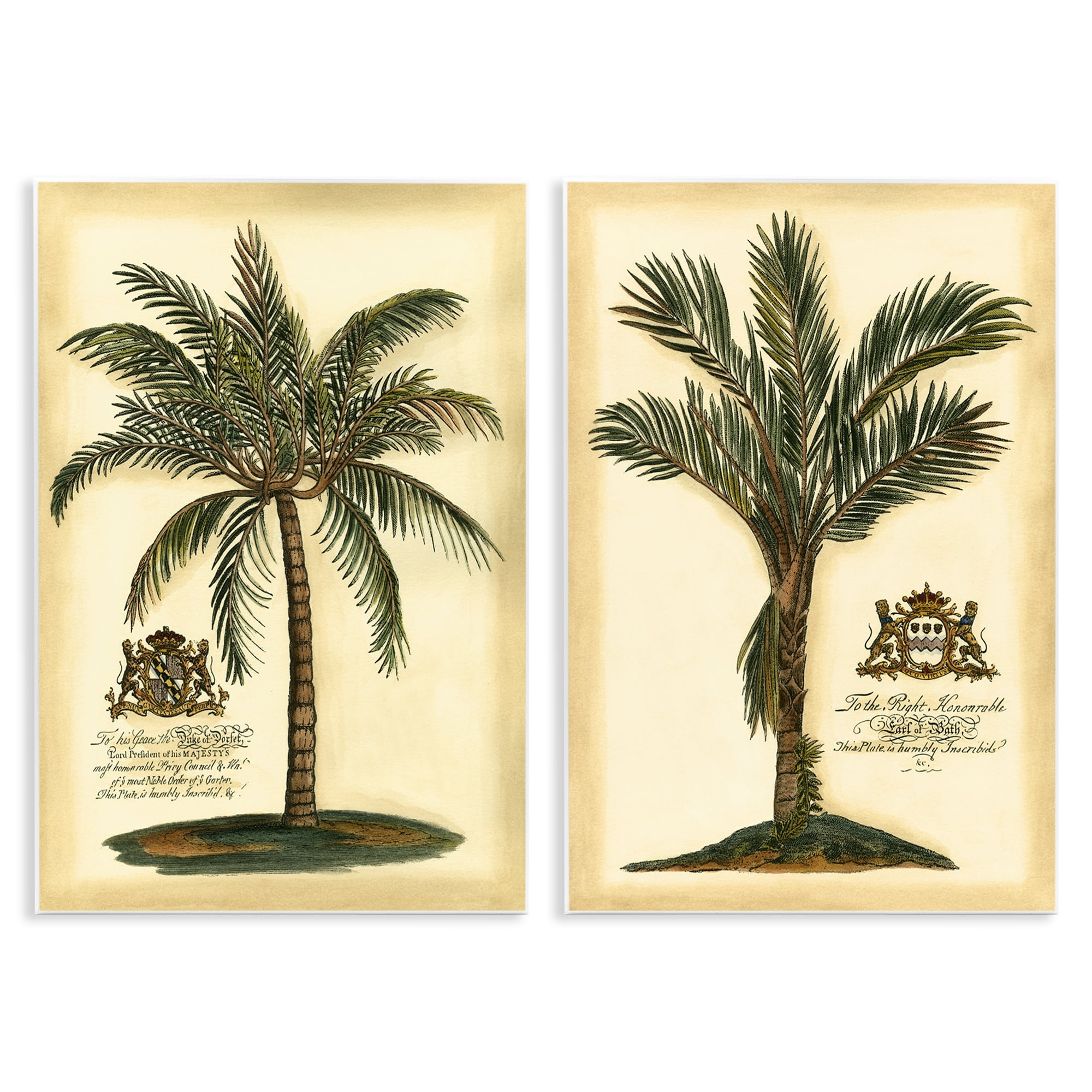 Stupell Industries Vintage Historical Palms 2 Piece Wall Plaque Art Set, design by Vision Studio