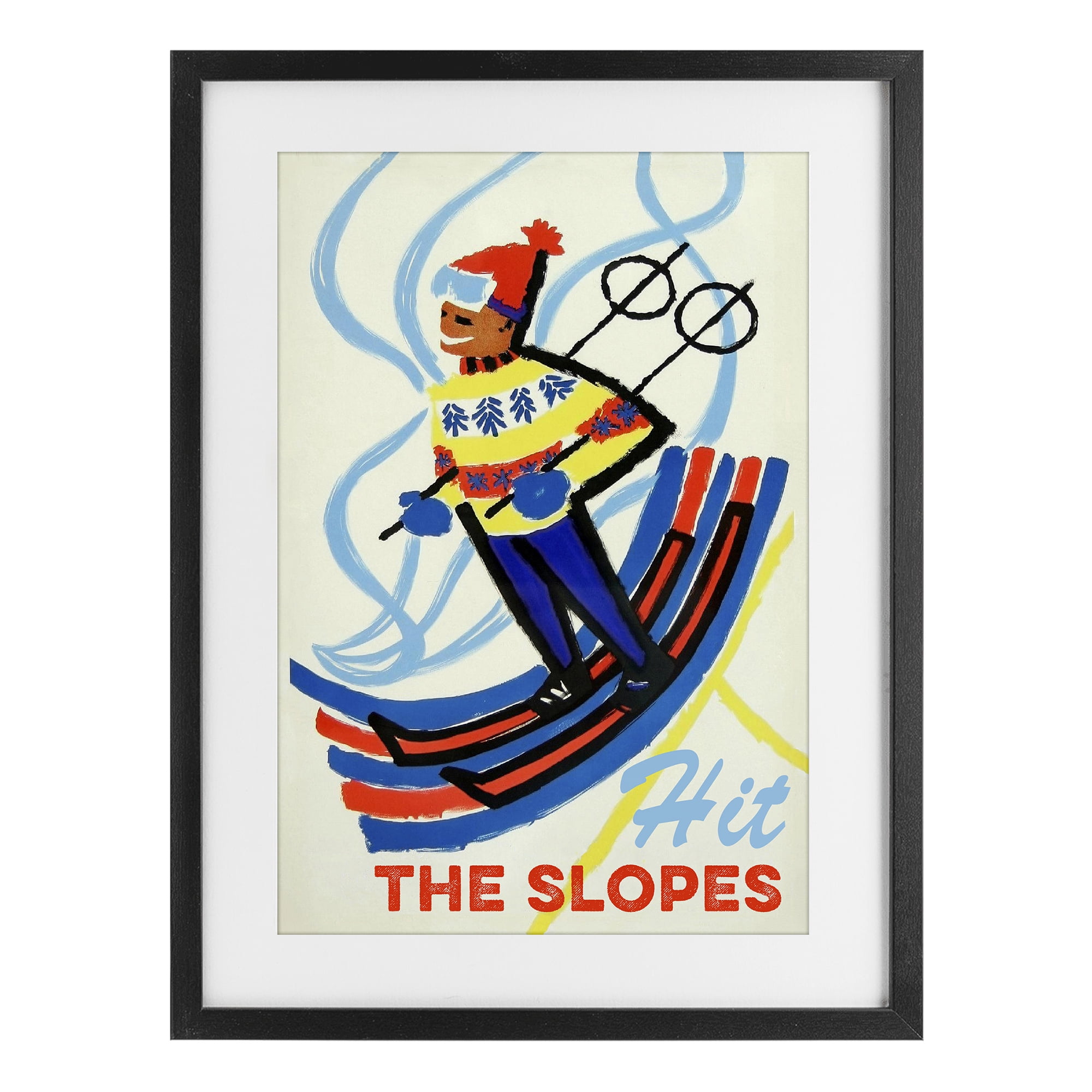Stupell Industries Vintage Hit The Slopes Black Framed Print Under Glass, design by Grotto Studios