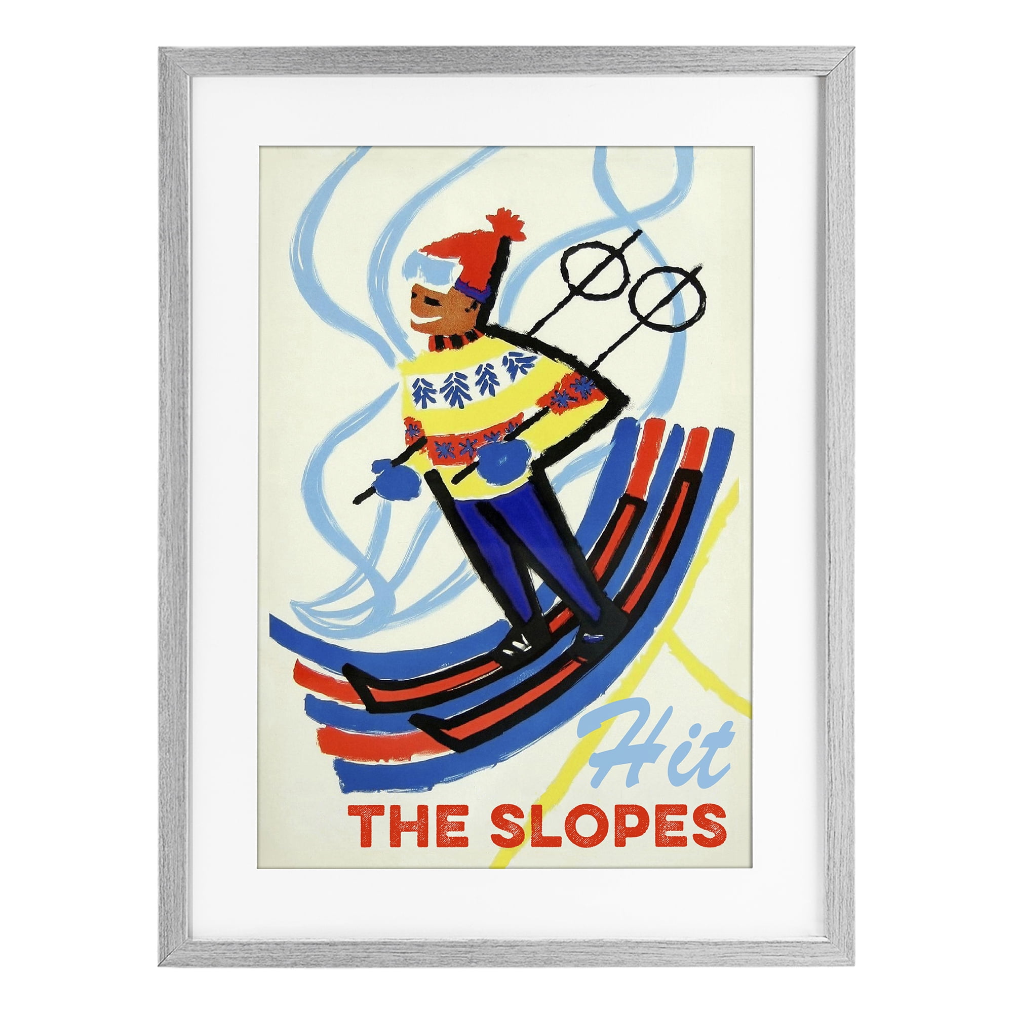 Stupell Industries Vintage Hit The Slopes Gray Framed Print Under Glass, design by Grotto Studios