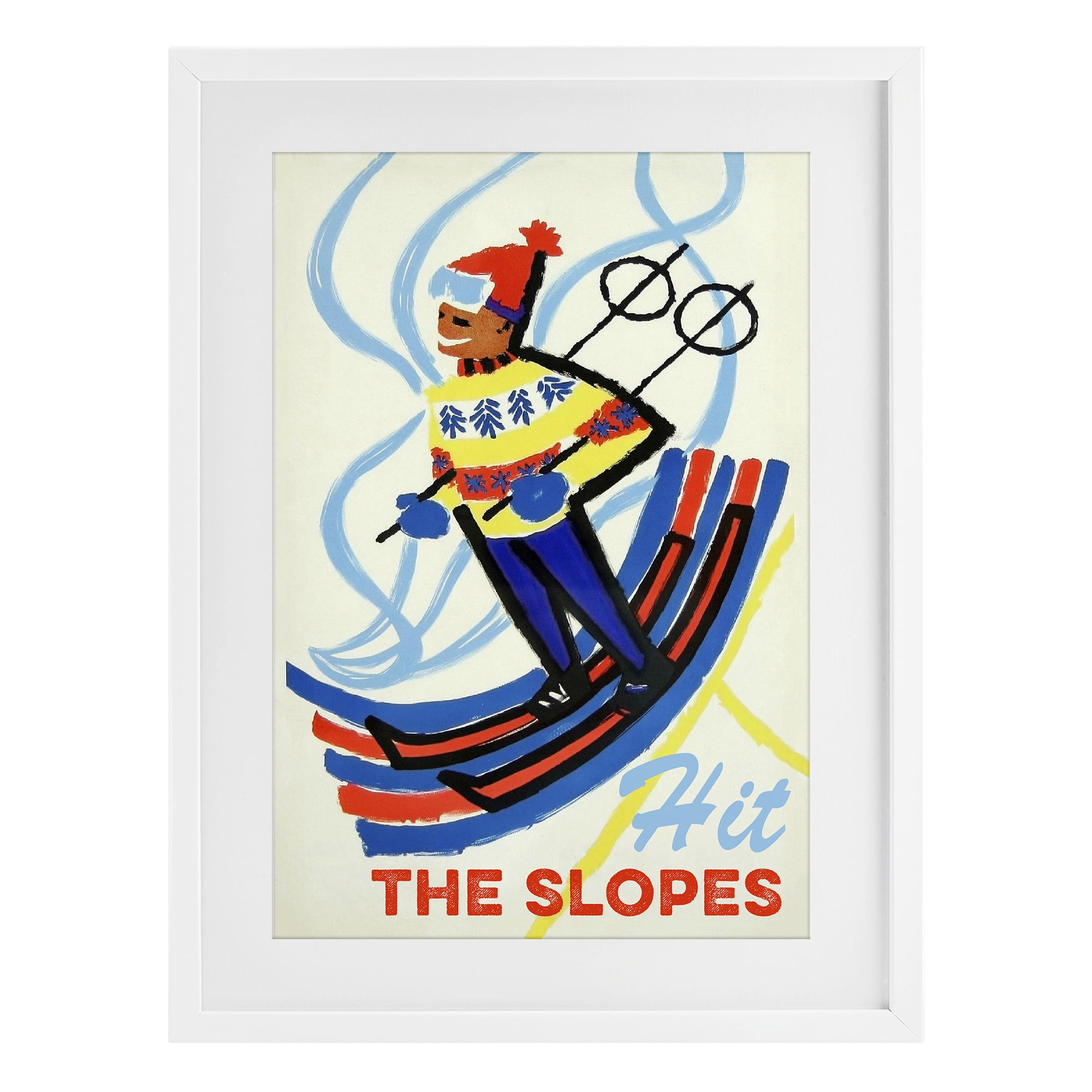 Stupell Industries Vintage Hit The Slopes White Framed Print Under Glass, design by Grotto Studios