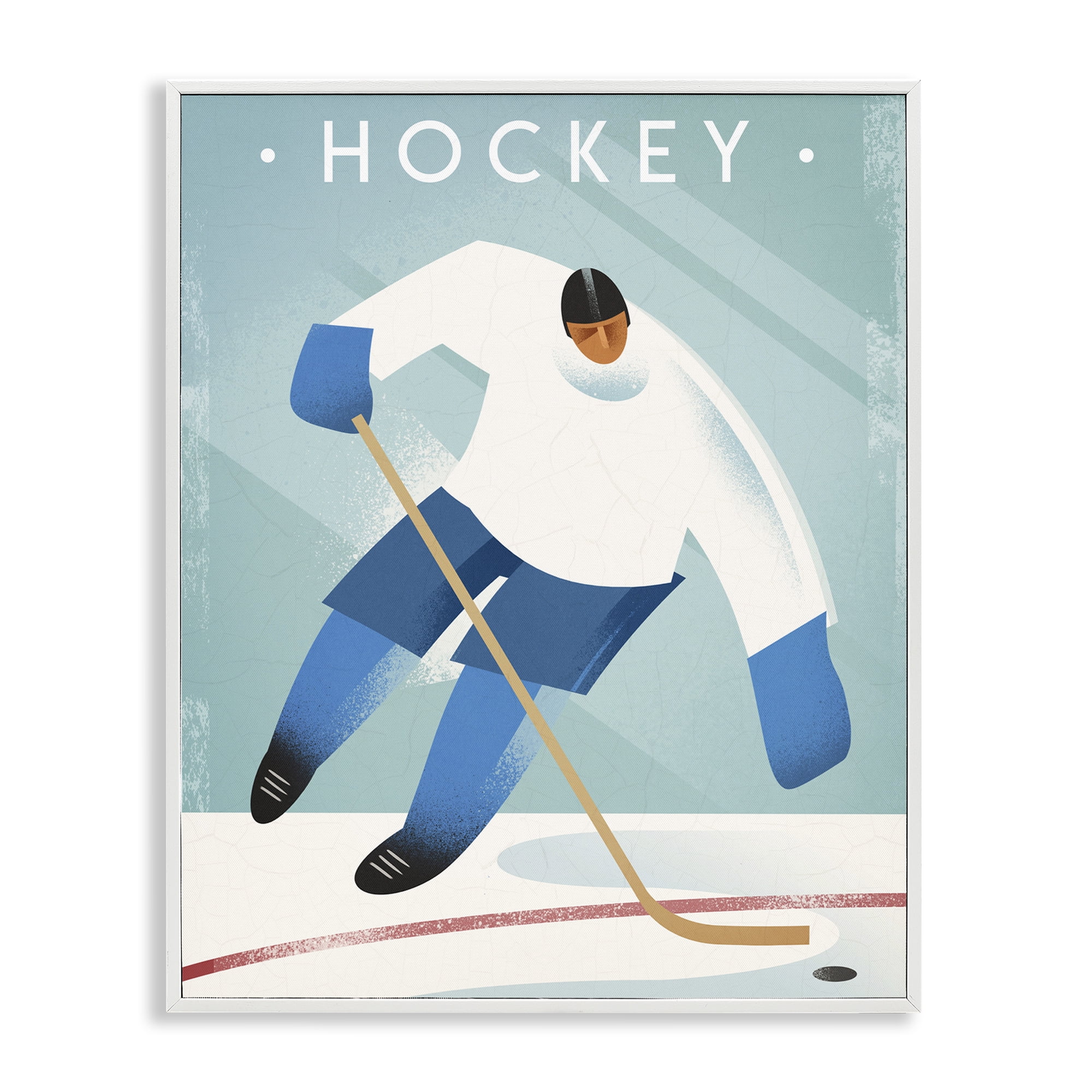 Stupell Industries Vintage Hockey Player White Framed Giclee Art, design by Martin Wickstrom