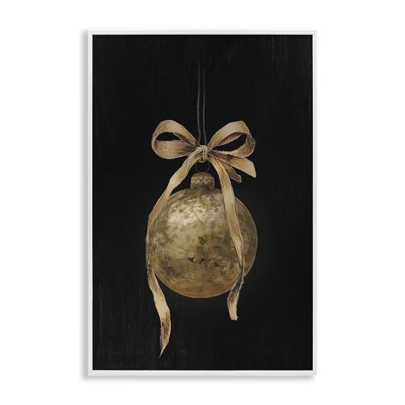Stupell Industries Vintage Holiday Ornament on Black Holiday Painting White Framed Art Print Wall Art, 20 x 30