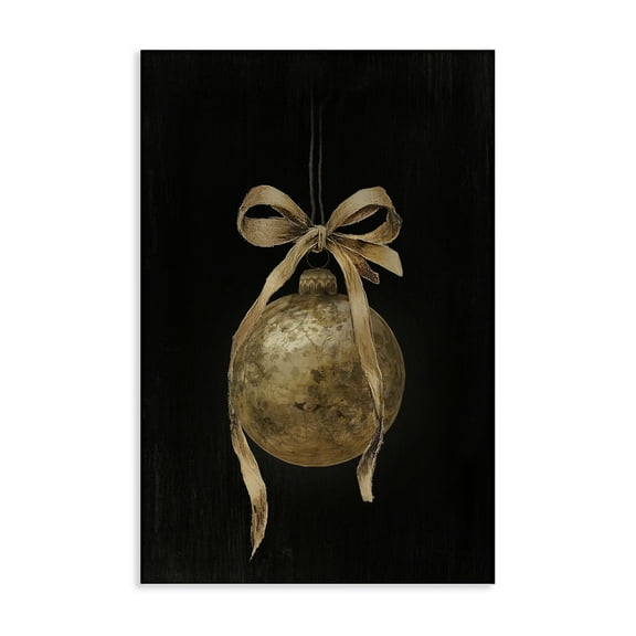 Stupell Industries Vintage Holiday Ornament on Black Holiday Painting Wrapped Canvas Canvas Art Print Wall Art, 20 x 30