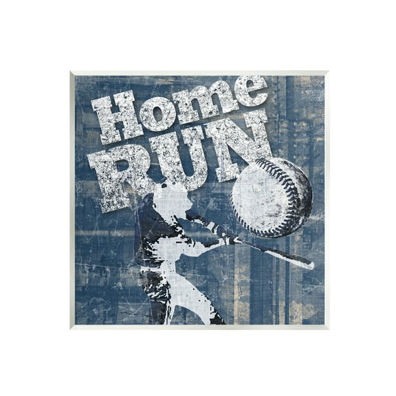 Stupell Industries Vintage Home Run Weathered Baseball Sports Sign Graphic Art Unframed Art Print Wall Art, Design by Katrina Craven