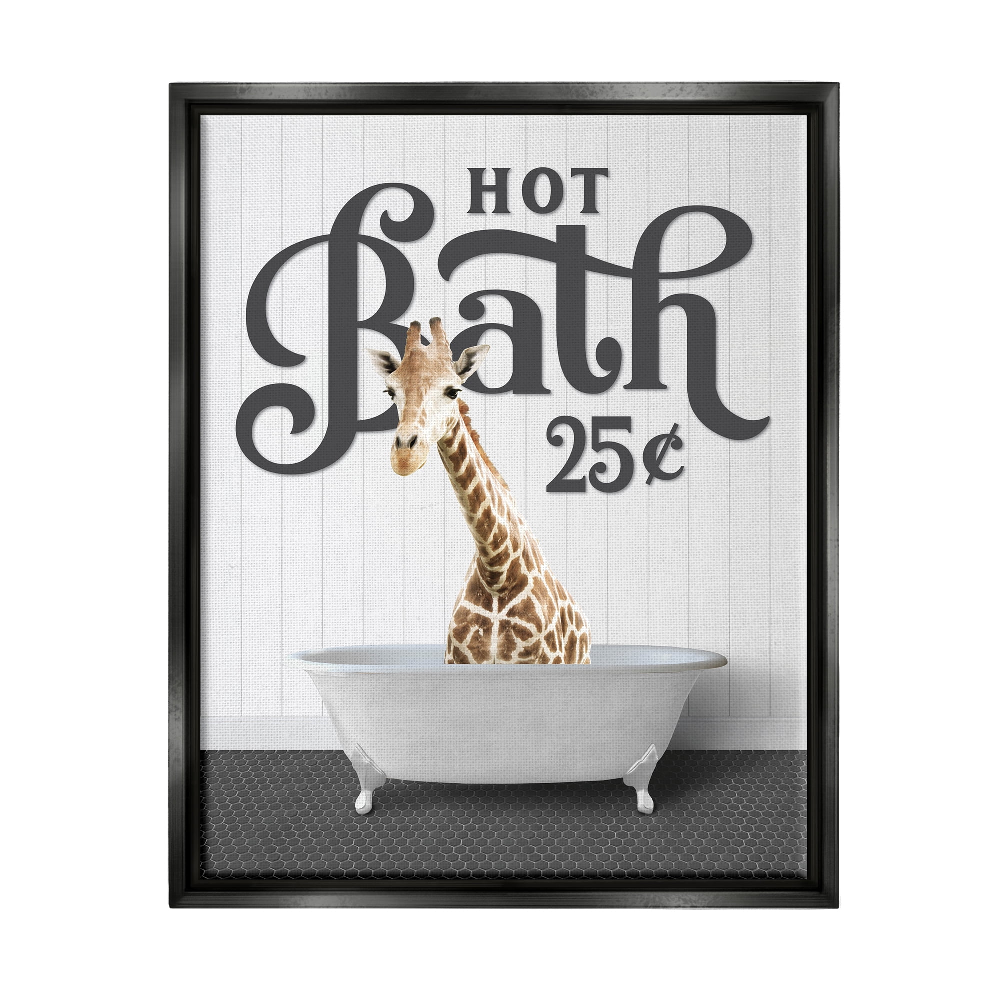 Stupell Industries Vintage Hot Bath Animal Animals & Insects Painting Black Floater Framed Art Print Wall Art, 17 x 21
