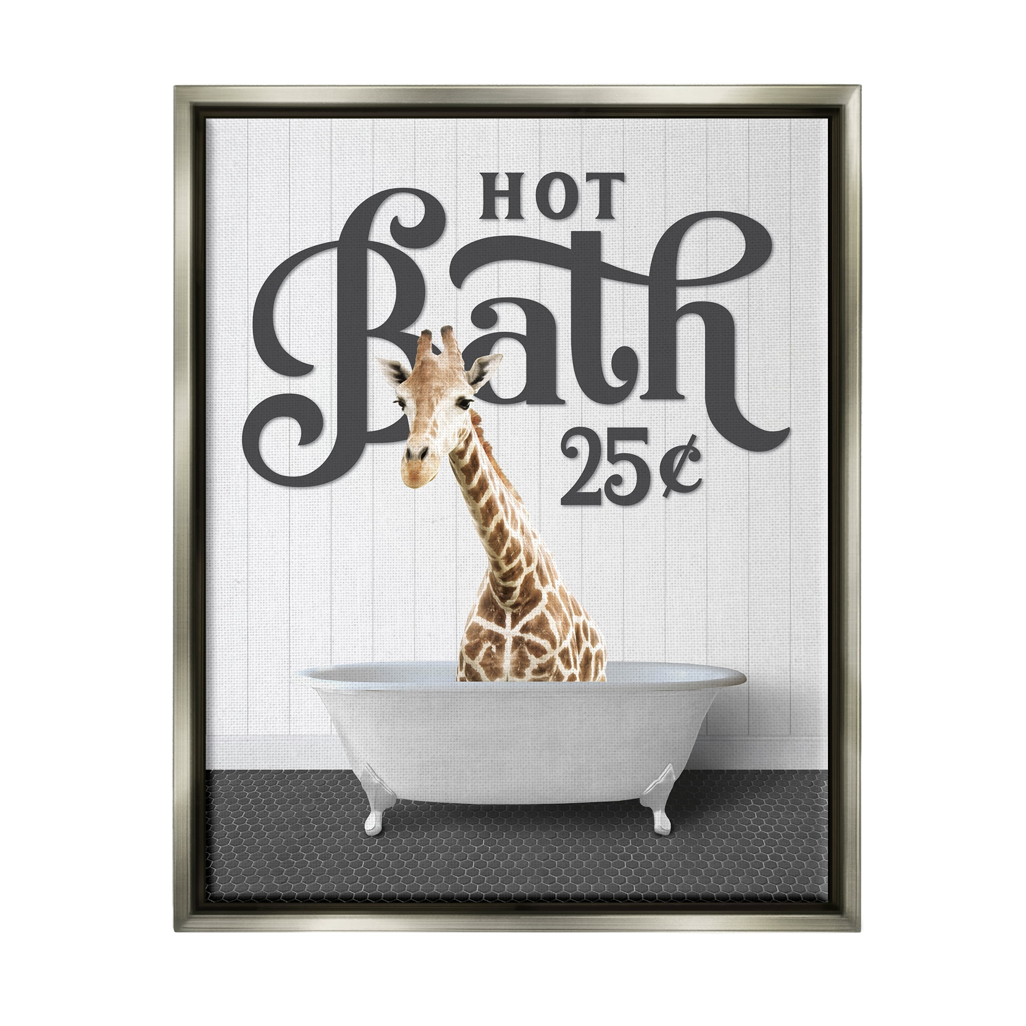 Stupell Industries Vintage Hot Bath Animal Animals & Insects Painting Gray Floater Framed Art Print Wall Art, 25 x 31