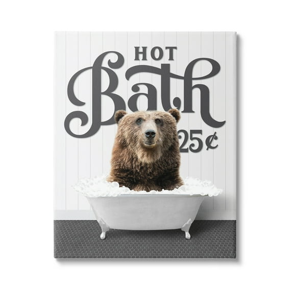Stupell Industries Vintage Hot Bath Bear Animals & Insects Painting Gallery Wrapped Canvas Print Wall Art, 16 x 20