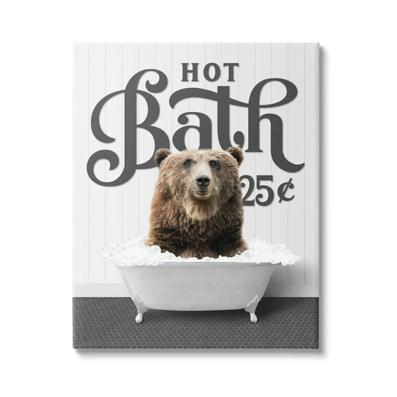 Stupell Industries Vintage Hot Bath Bear Animals & Insects Painting Gallery Wrapped Canvas Print Wall Art, 16 x 20