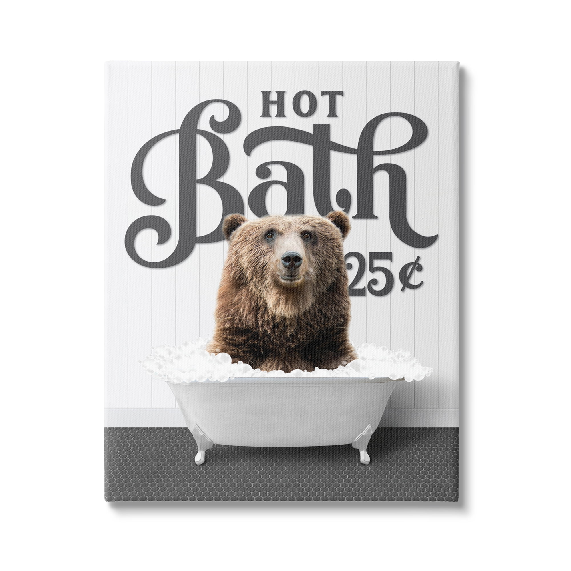 Stupell Industries Vintage Hot Bath Bear Animals & Insects Painting Gallery Wrapped Canvas Print Wall Art, 30 x 40