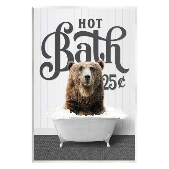 Stupell Industries Vintage Hot Bath Bear Animals & Insects Painting Unframed Art Print Wall Art, 10 x 15
