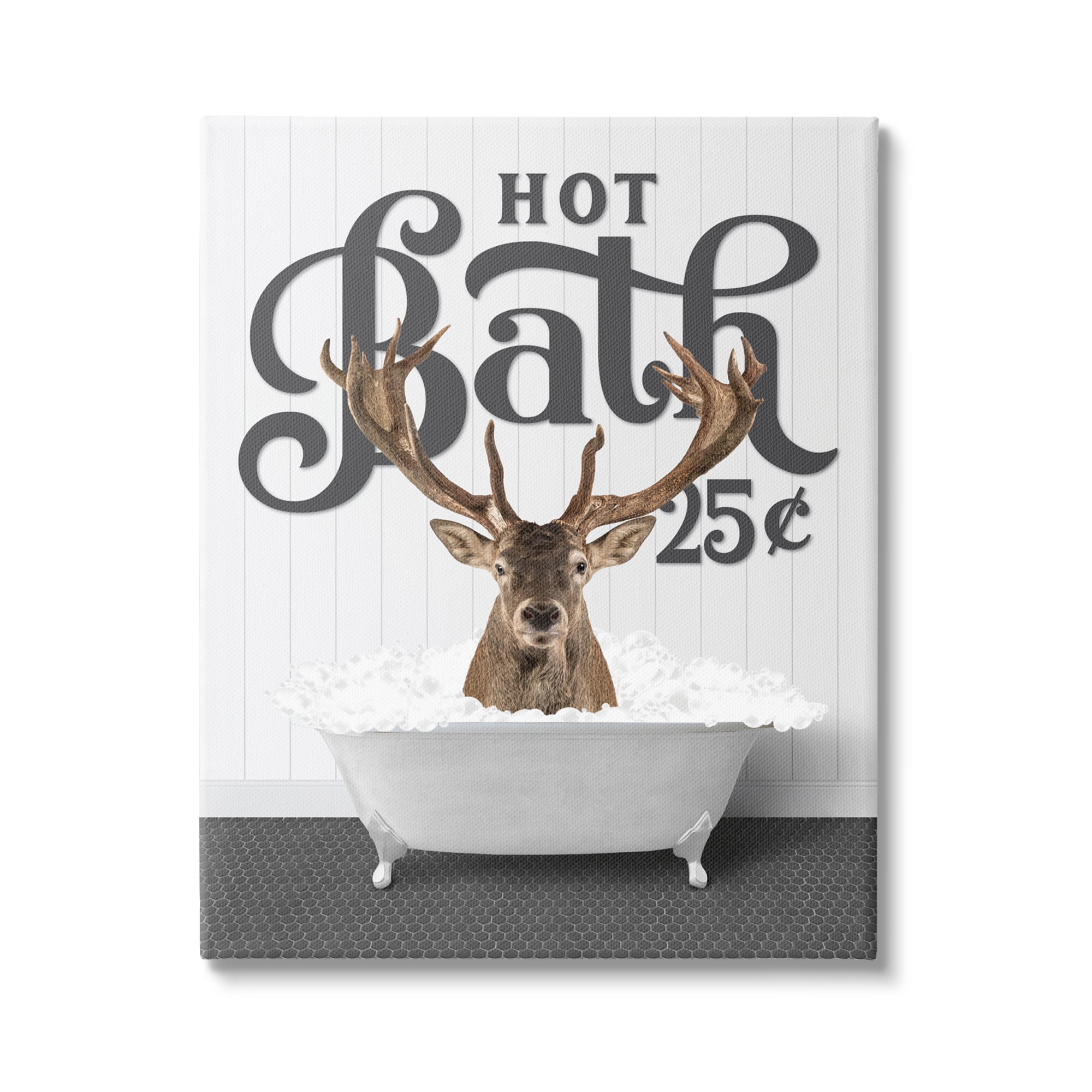 Stupell Industries Vintage Hot Bath Deer Animals & Insects Painting Gallery Wrapped Canvas Print Wall Art, 30 x 40